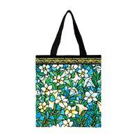Tiffany Field of Lilies Canvas Magazine Tote – Slim Vertical Tote Bag