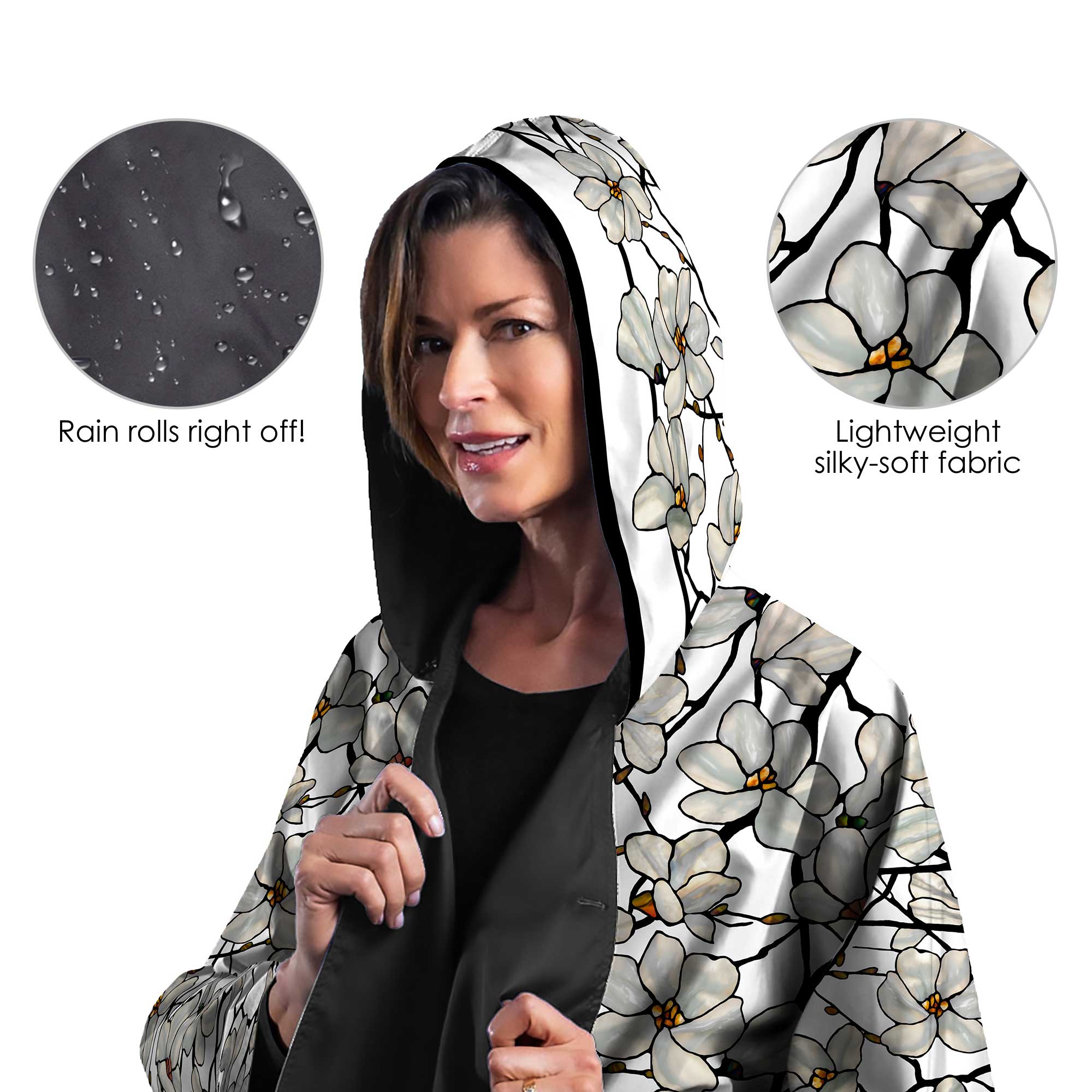 Tiffany Magnolia Womens Rain Cape - Rainproof Breathable Rain Poncho for Women