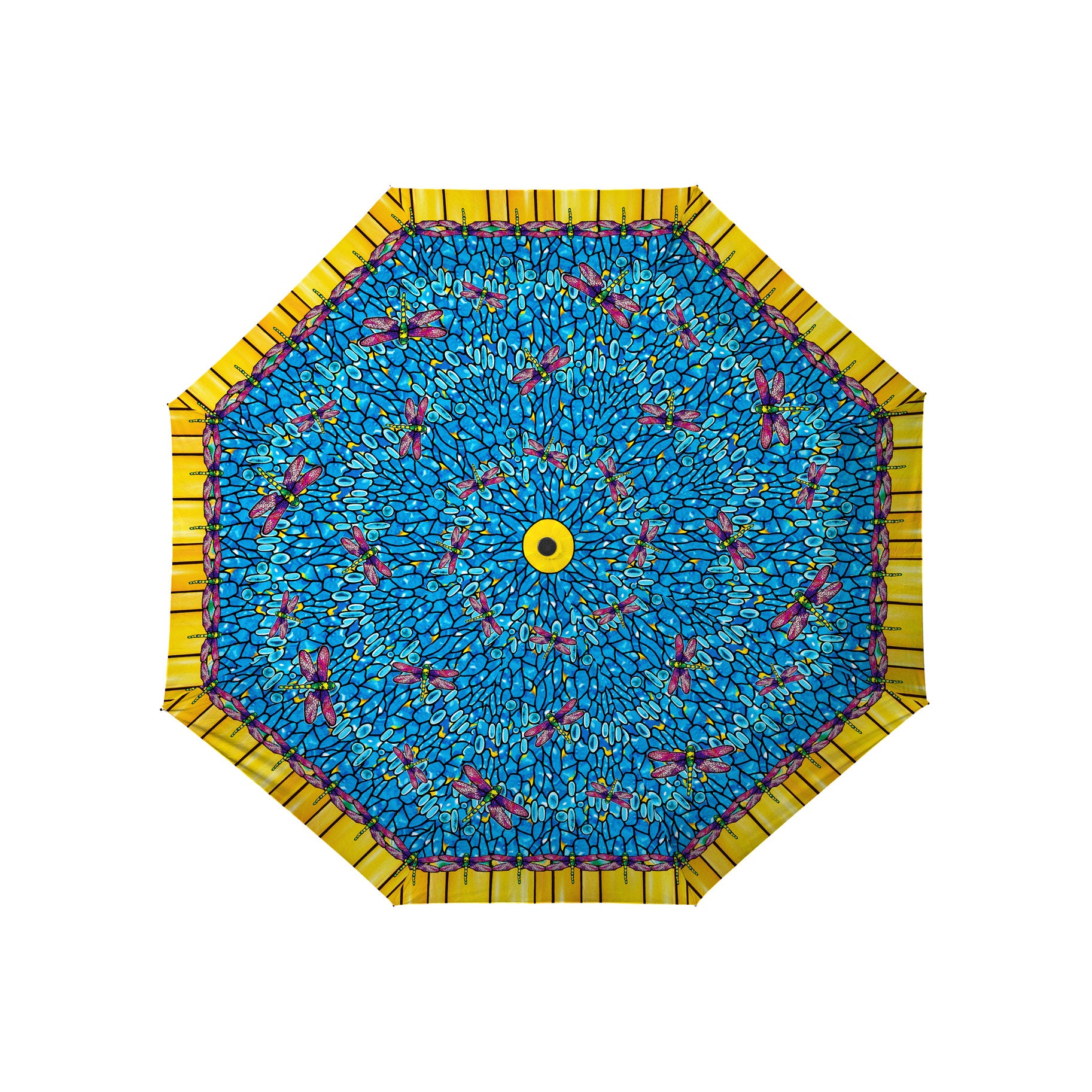 Tiffany Dragonfly (Purple) Travel Umbrella – Compact, One-Touch Open & Close