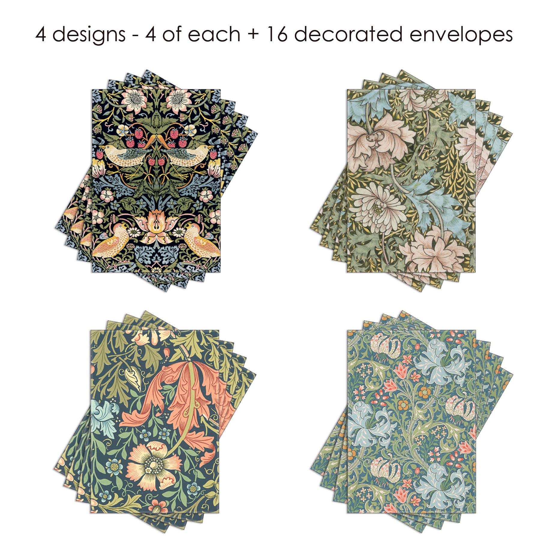 William Morris Favorites - Boxed Blank Note Cards – Set of 16 in a Keepsake Gift Box
