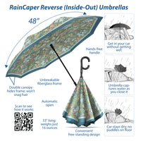 William Morris Golden Lily Reverse Inverted Umbrella – Hands-Free, Windproof Design