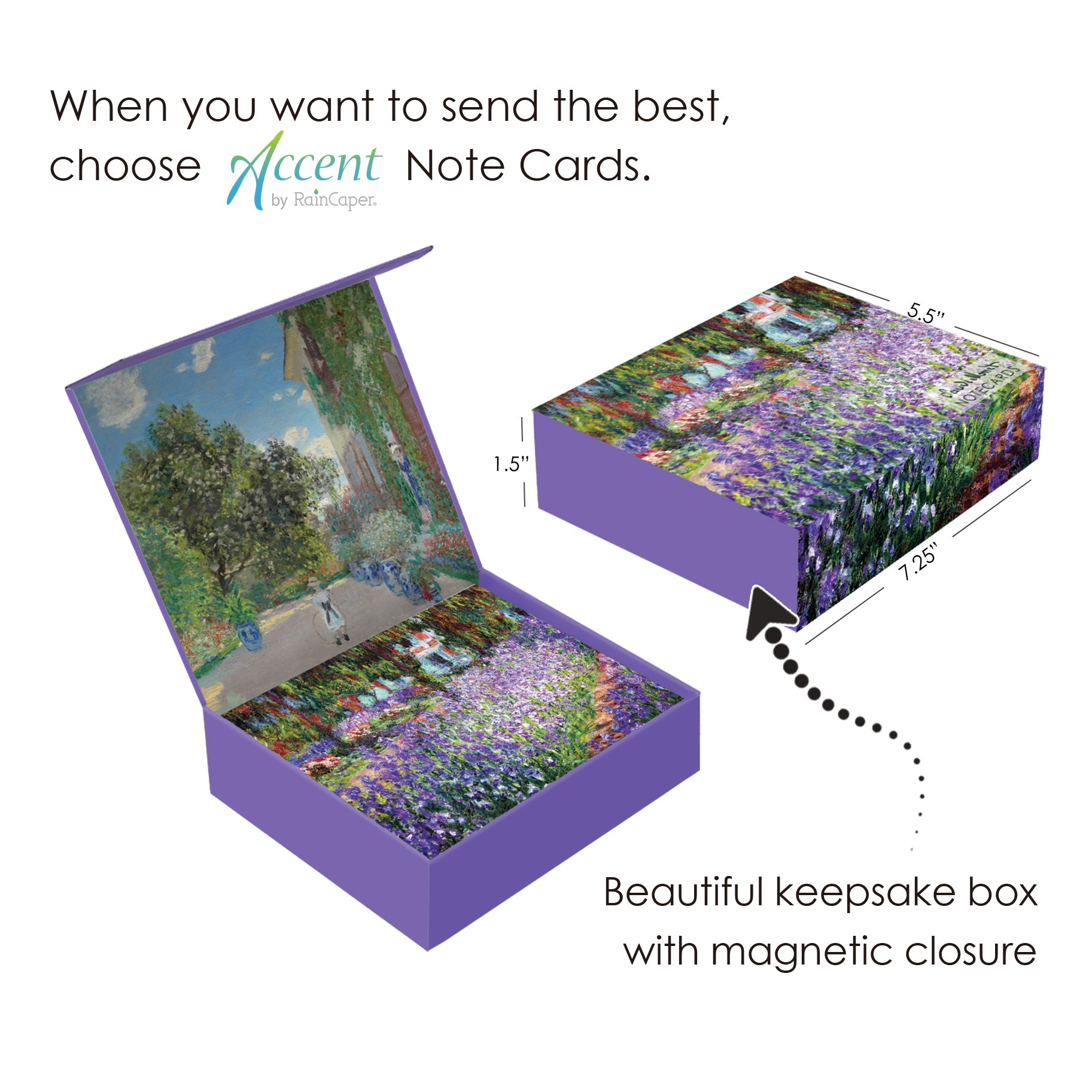 Monet Gardens - Boxed Blank Note Cards – Set of 16 in a Keepsake Gift Box