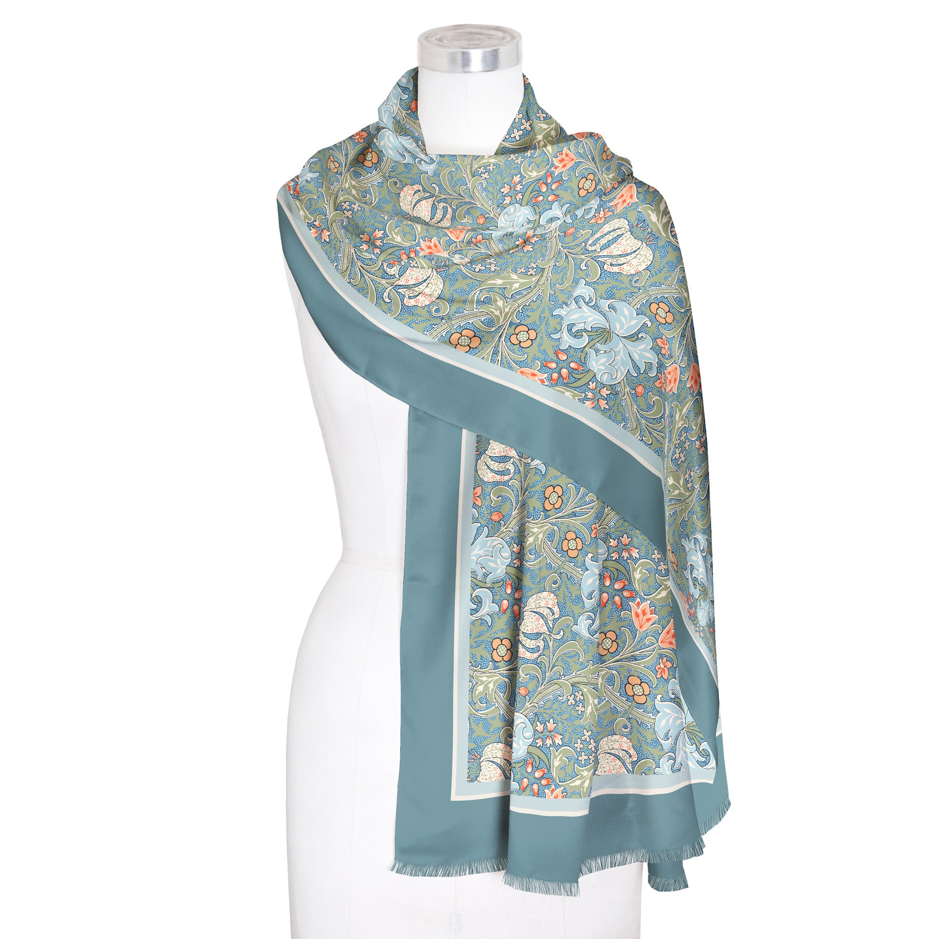 William Morris "Golden Lily" Silk Blend Shawl – Lightweight Dressy Wrap for Women