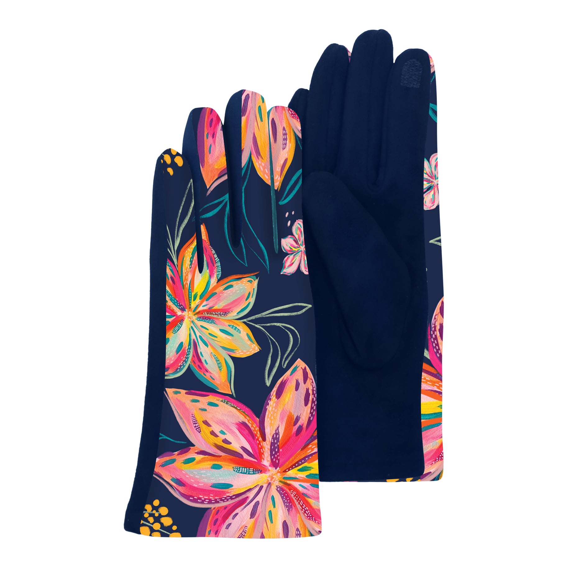 EttaVee Bold Flowers Womens Touch Screen Gloves - One Size Fits All