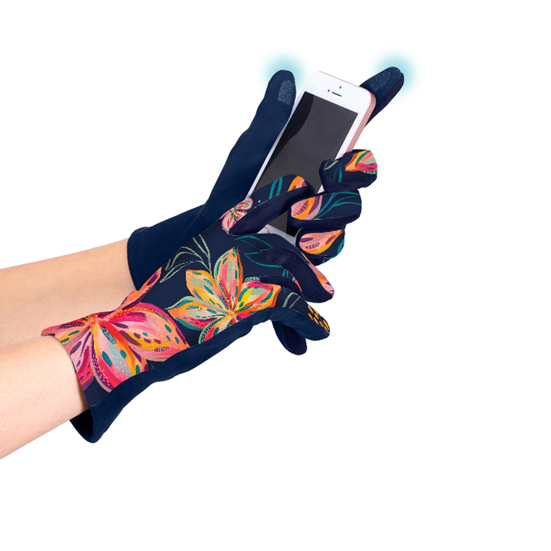 EttaVee Bold Flowers Womens Touch Screen Gloves - One Size Fits All