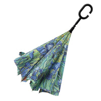 van Gogh Irises Reverse Inverted Umbrella – Hands-Free, Windproof Design