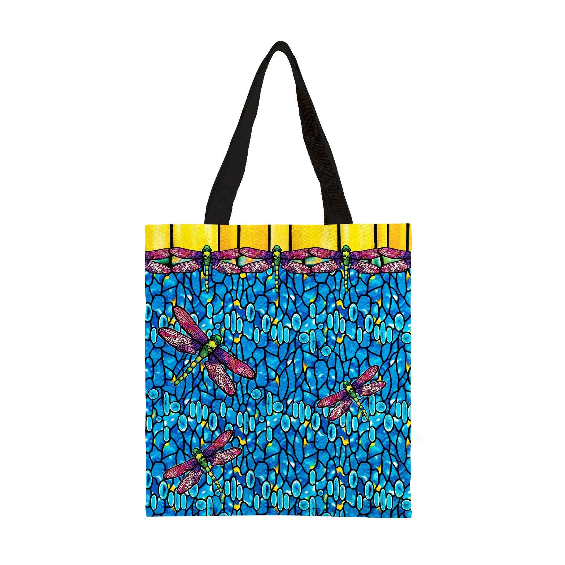 Tiffany Dragonfly (Purple) Canvas Magazine Tote – Slim Vertical Tote Bag