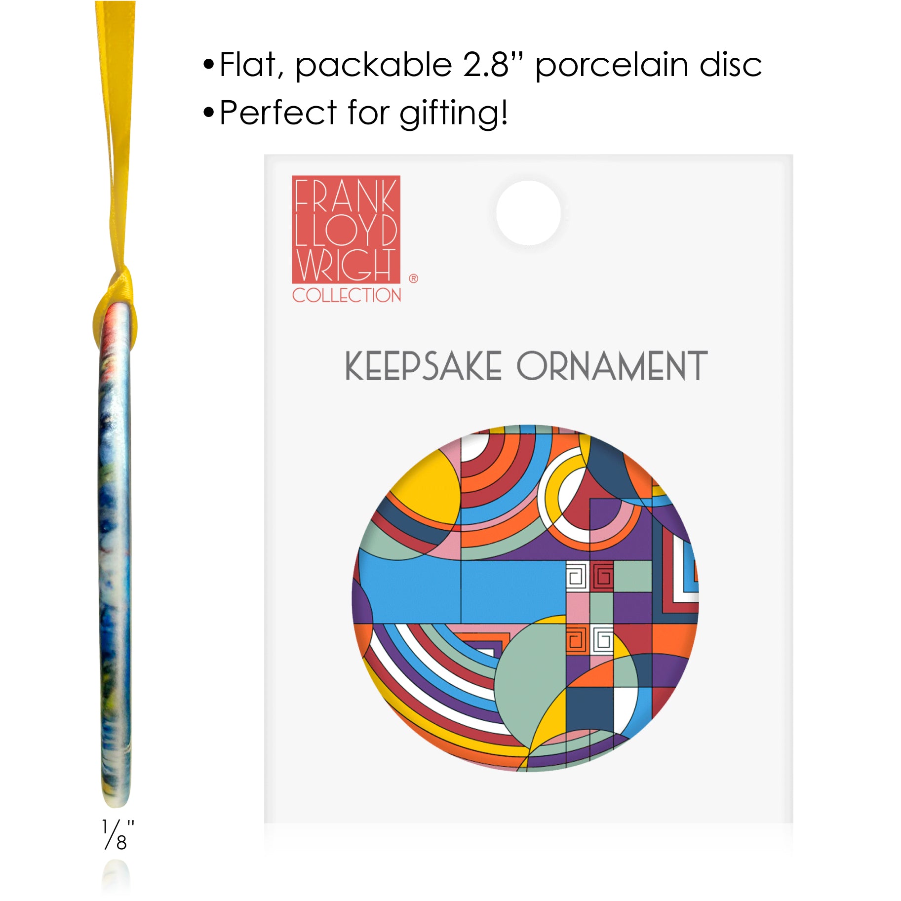 Frank Lloyd Wright Hoffman Rug Porcelain Keepsake Ornament – Flat Ceramic, Gift-Ready