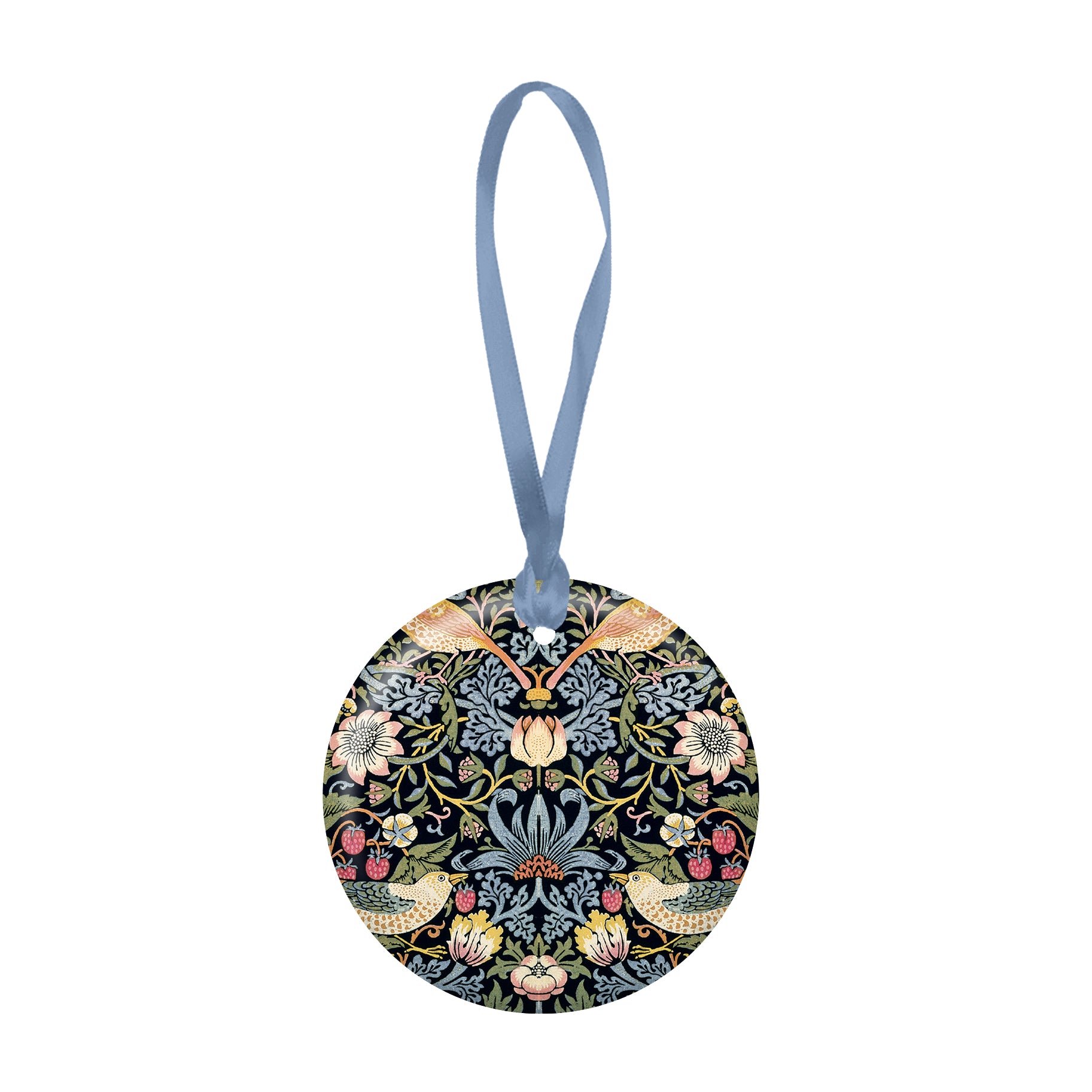 William Morris Strawberry Thief Porcelain Keepsake Ornament – Flat Ceramic, Gift-Ready