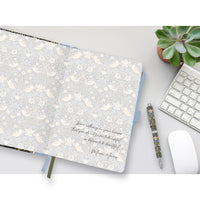 William Morris Strawberry Thief - Dot Grid Journal – Hardcover, Pockets, Ribbon Bookmarks