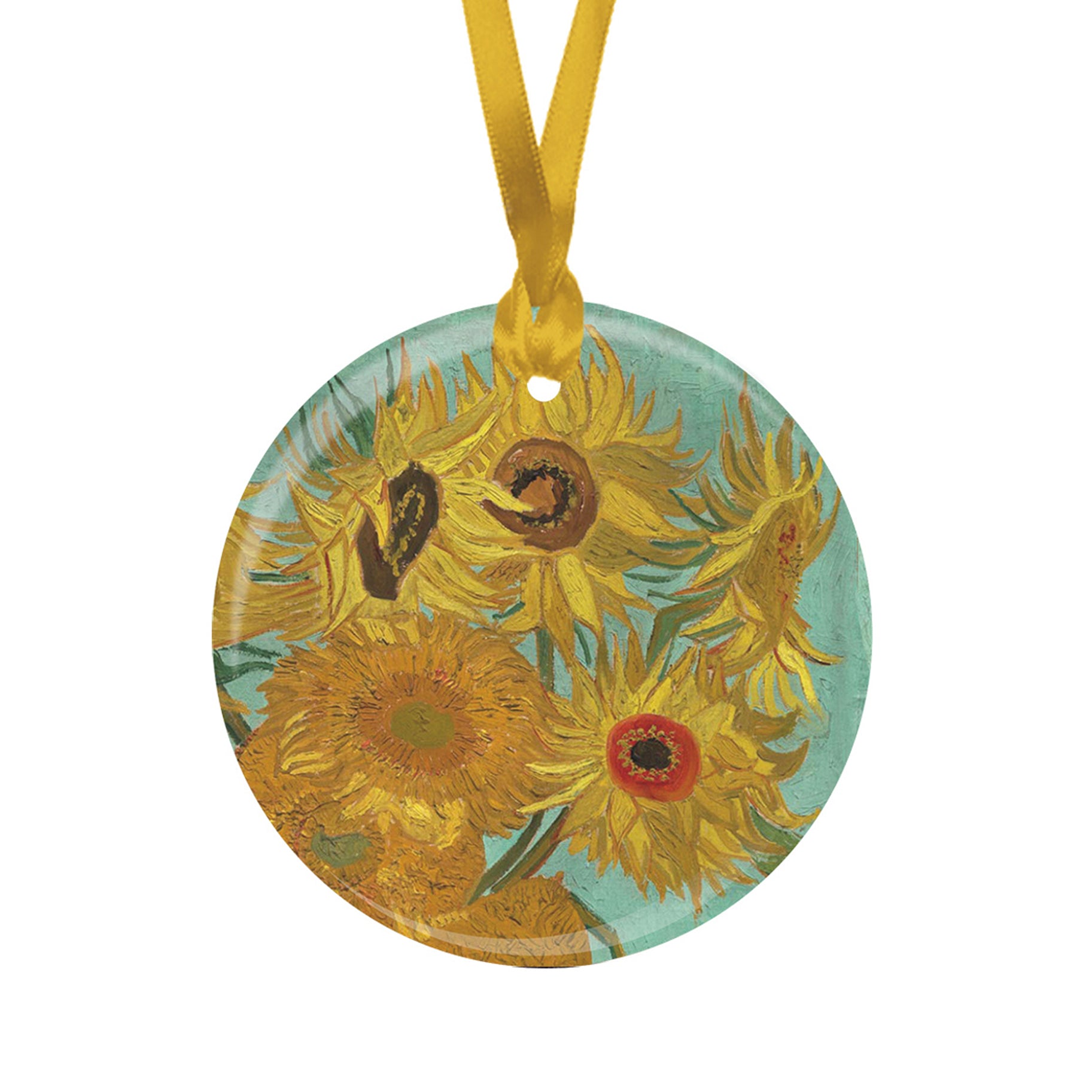 van Gogh Sunflowers Porcelain Keepsake Ornament – Flat Ceramic, Gift-Ready