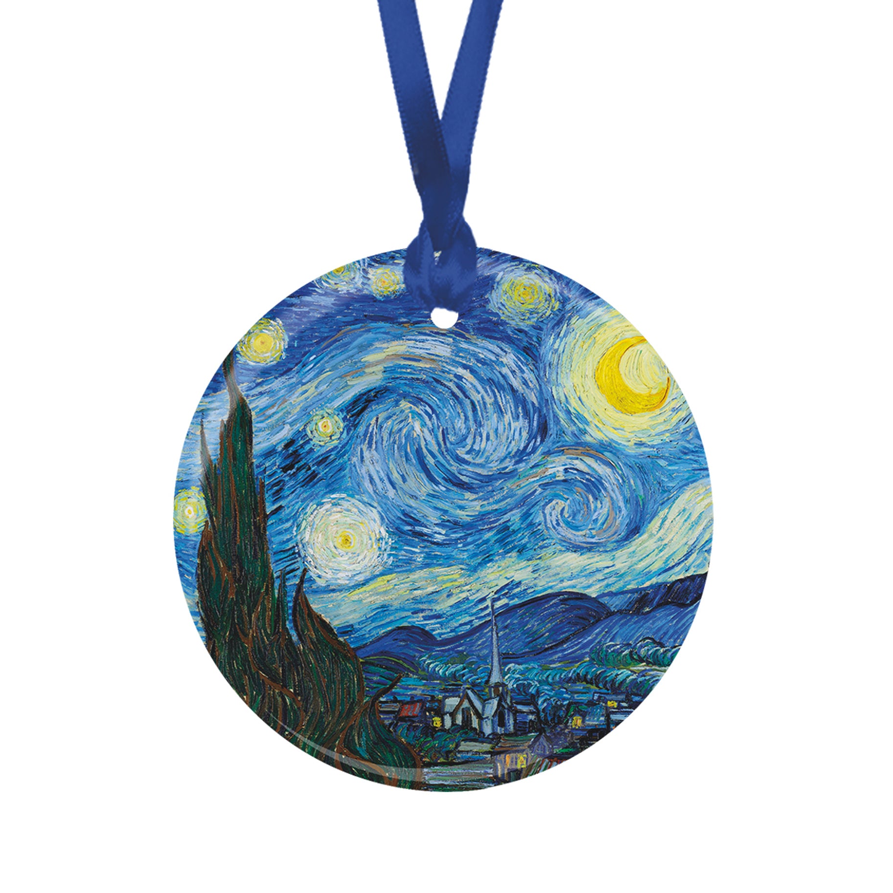 van Gogh Starry Night Porcelain Keepsake Ornament – Flat Ceramic, Gift-Ready