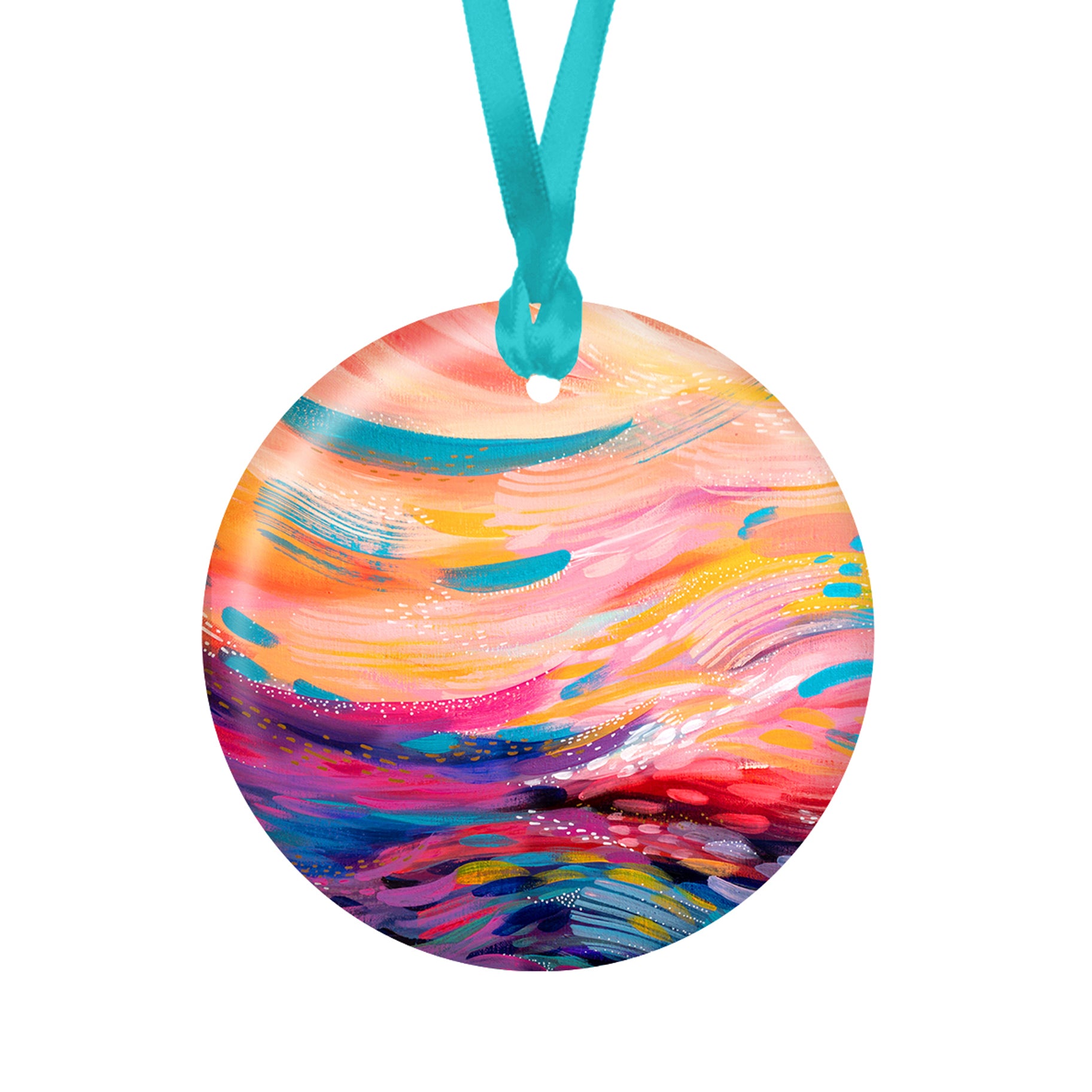 EttaVee Brush Strokes 90 Porcelain Keepsake Ornament – Flat Ceramic, Gift-Ready