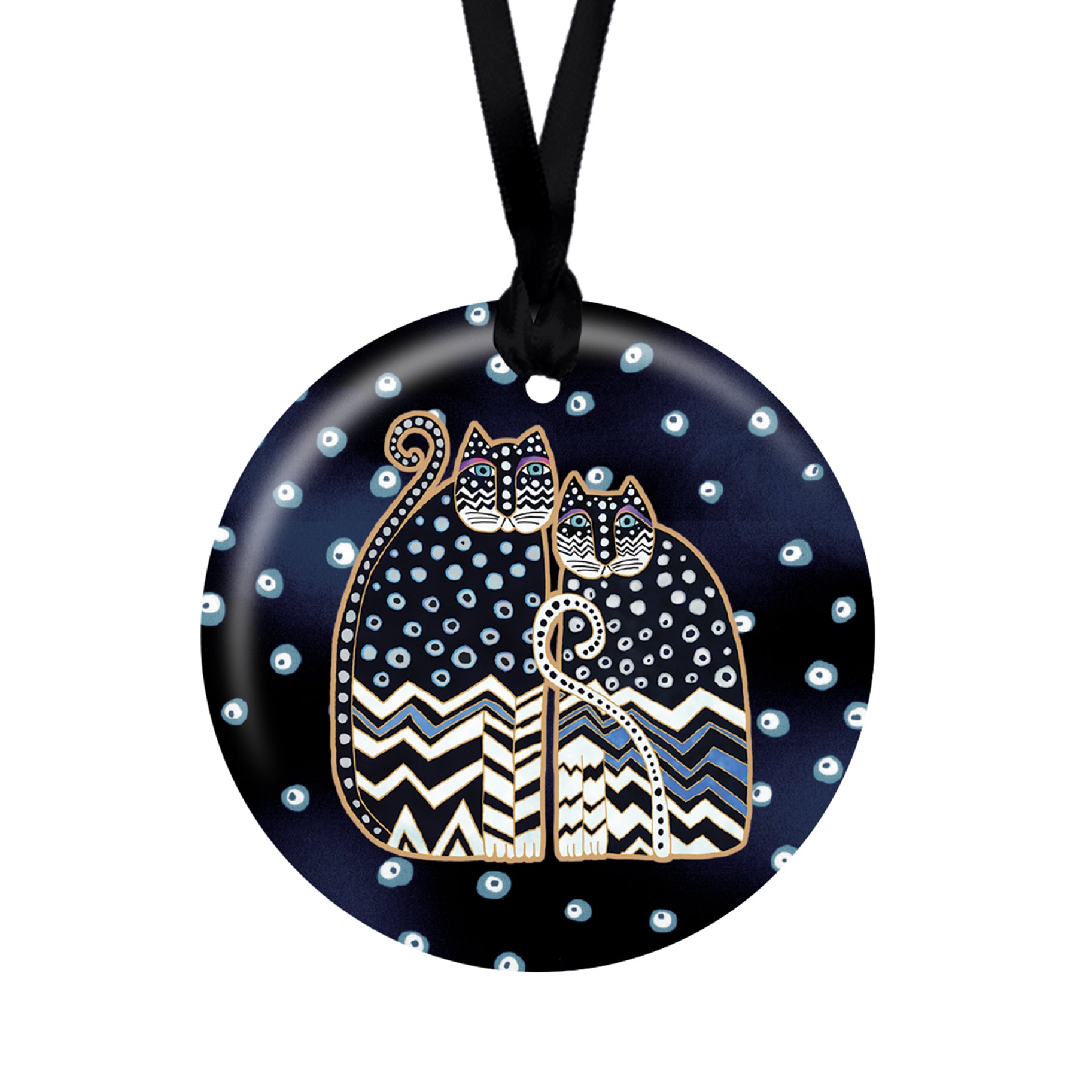 Laurel Burch Polka Dot Gatos Porcelain Keepsake Ornament – Flat Ceramic, Gift-Ready