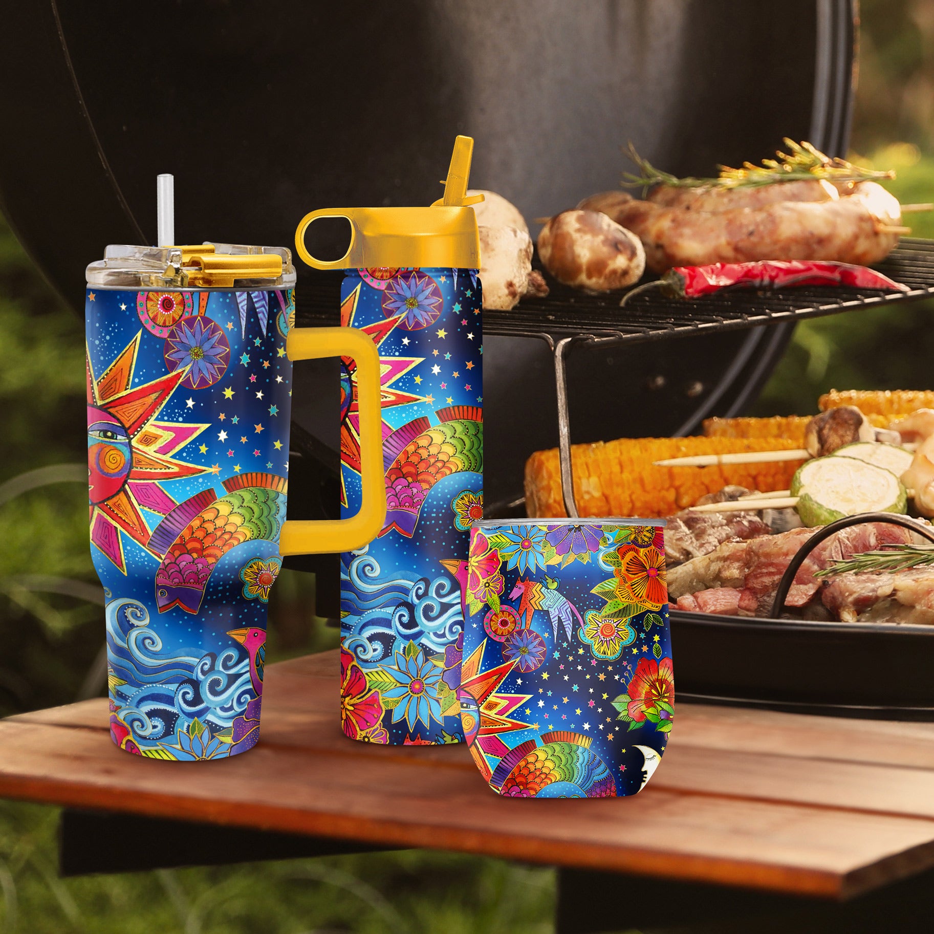 Laurel Burch "Celestial Magic" Insulated Drinkware Set of 3, 1 per size