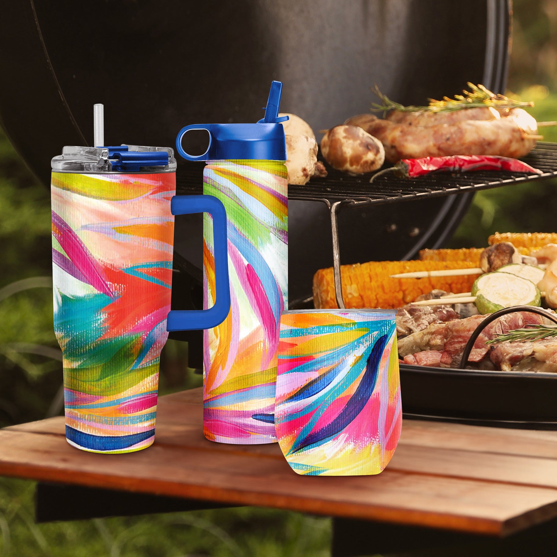 12 oz Stemless Wine Tumbler - EttaVee "Loose Palms"