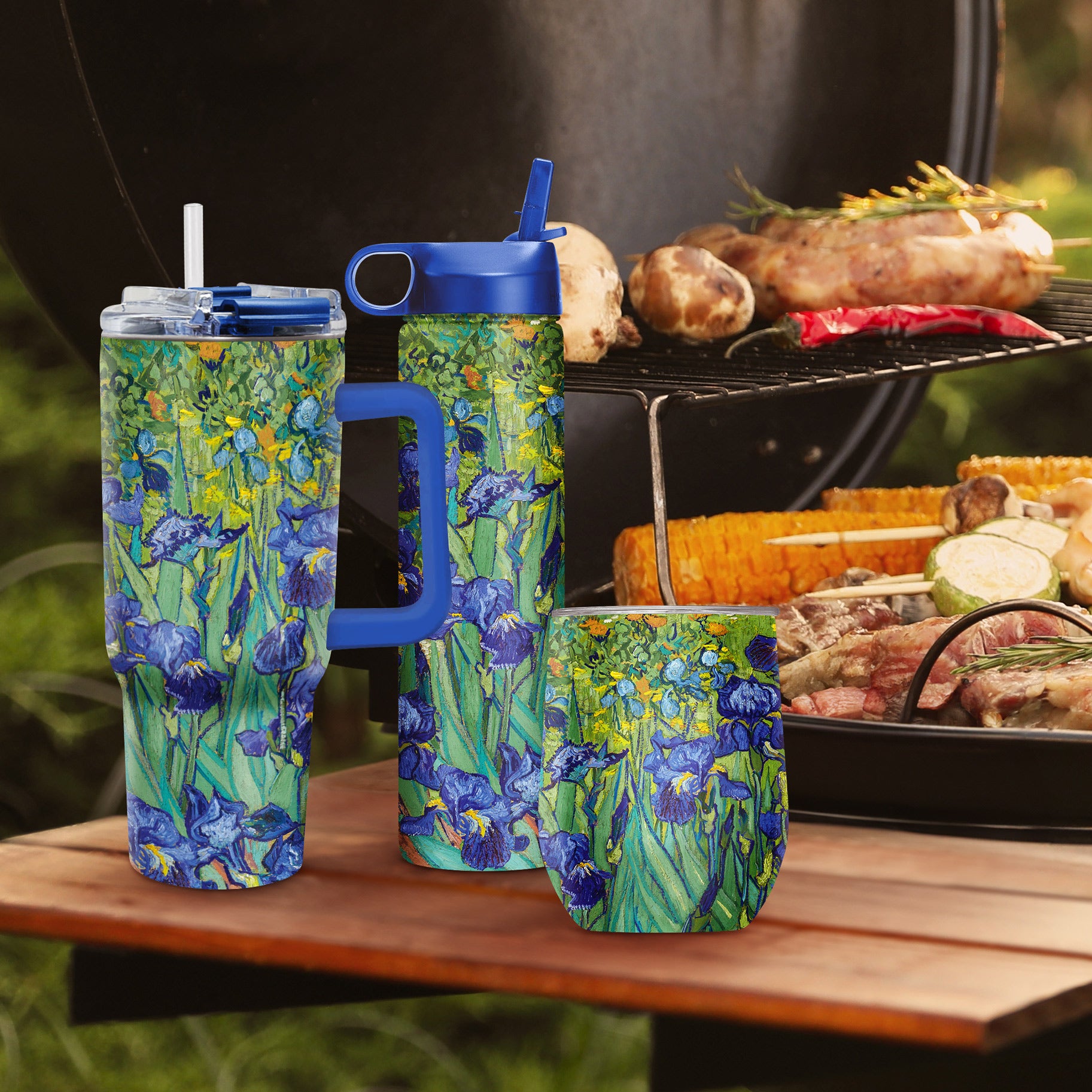 12 oz Stemless Wine Tumbler - van Gogh "Irises"