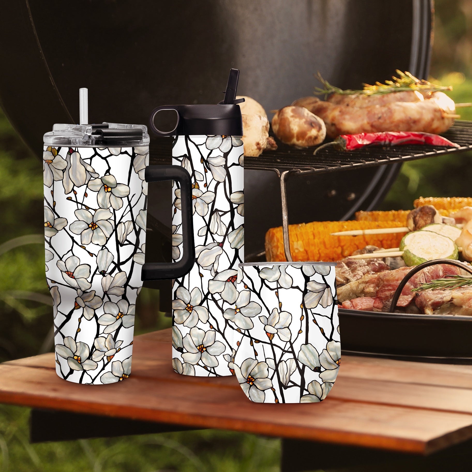 12 oz Stemless Wine Tumbler - Tiffany "Magnolia"