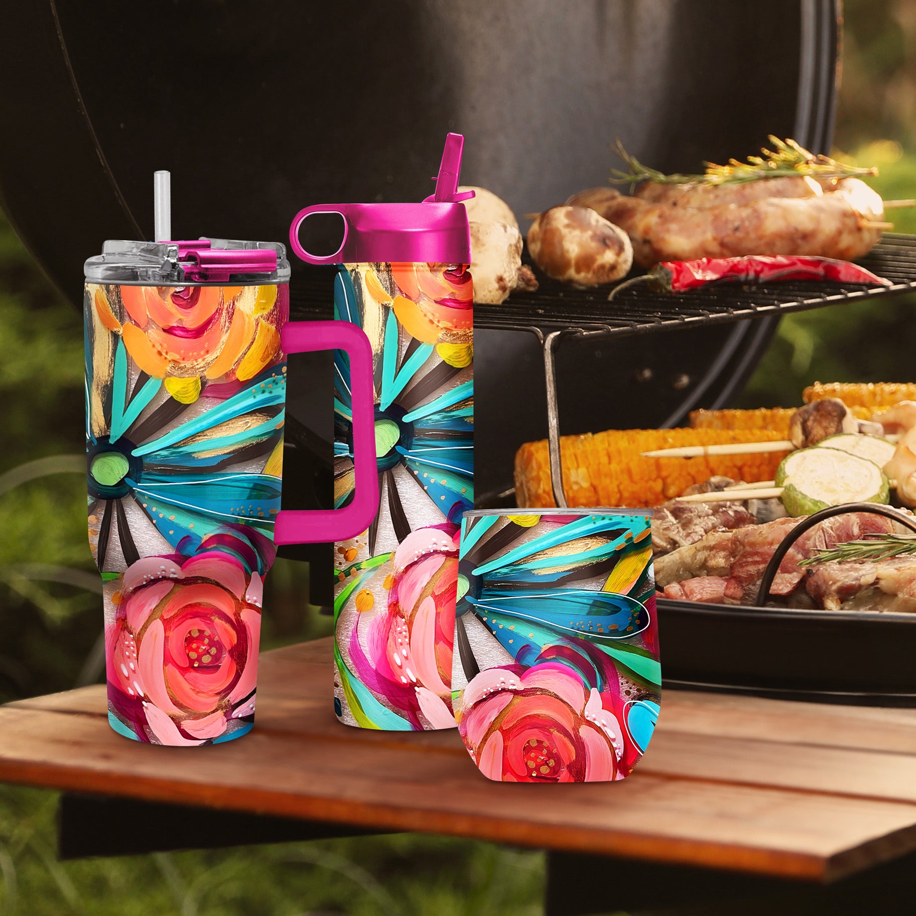 30 oz Tumbler - EttaVee "Flowers On Glass"