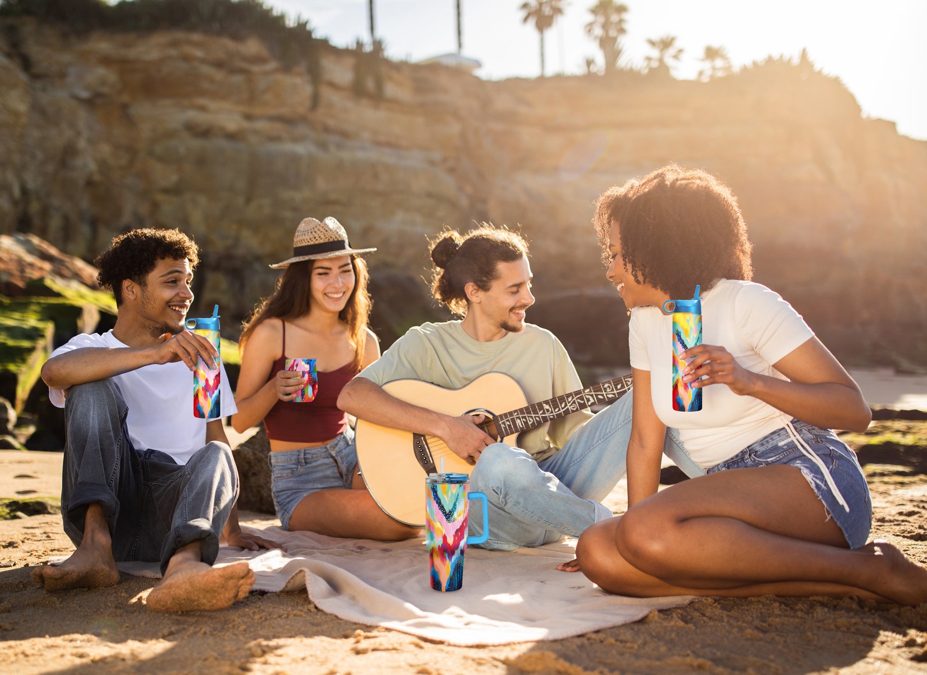 24 oz Water Bottle - EttaVee "Brush Strokes 100"