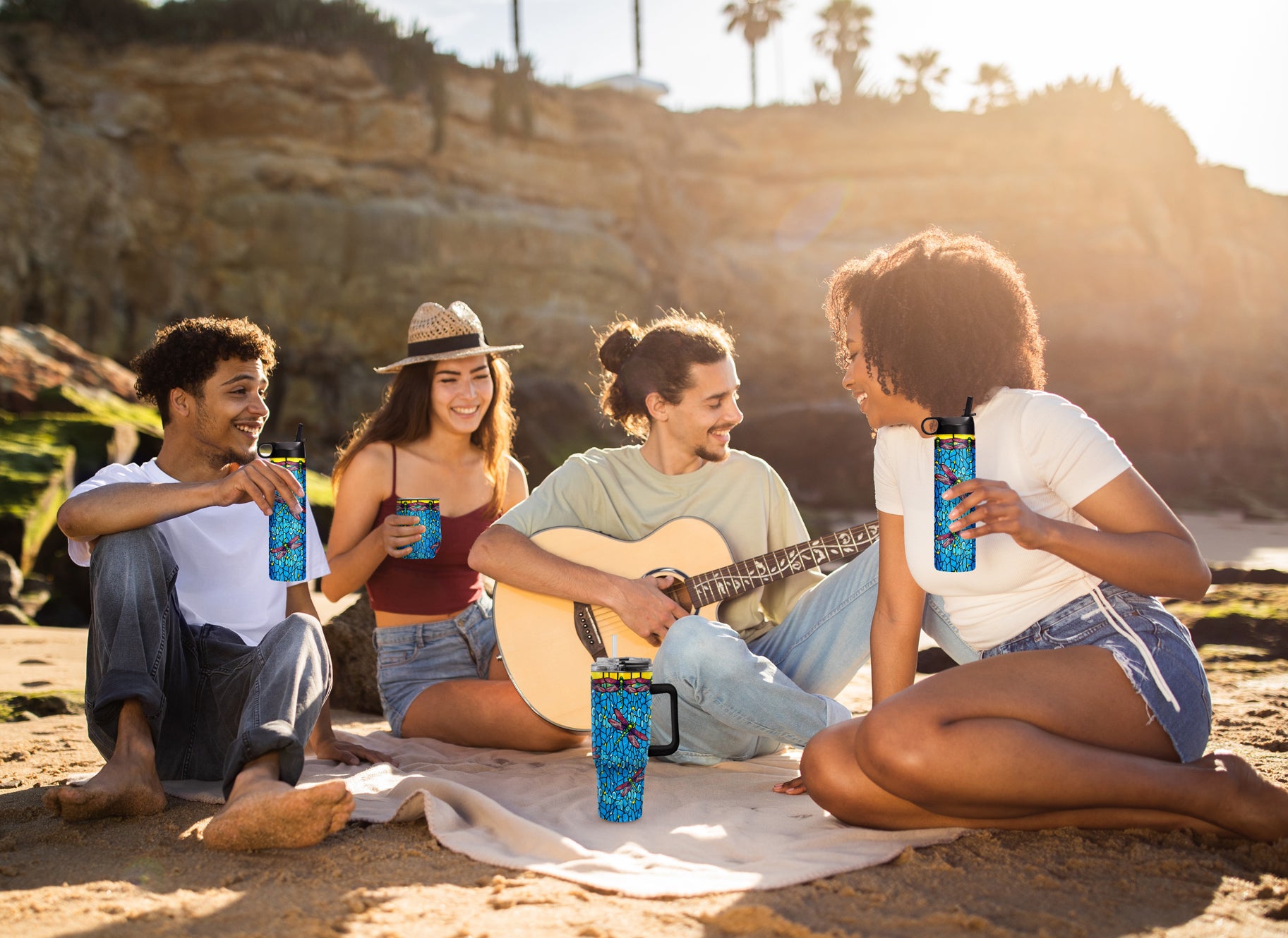 24 oz Water Bottle - Tiffany "Dragonfly" - Purple