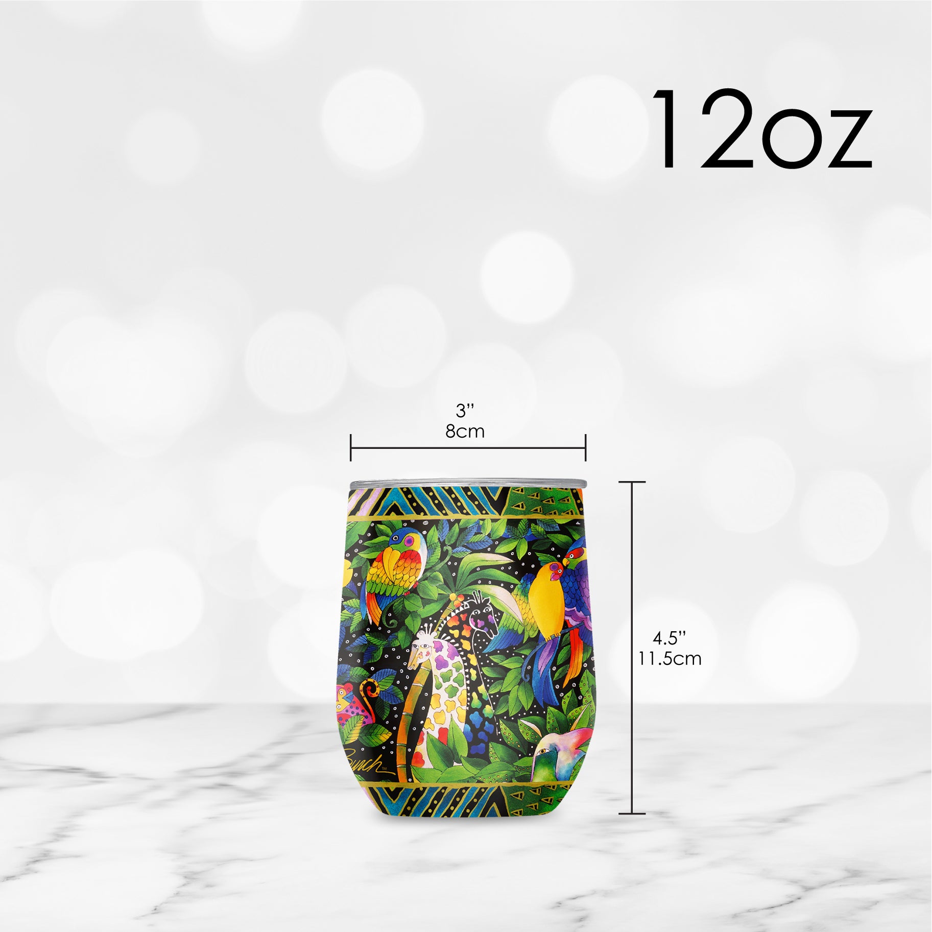 12 oz Stemless Wine Tumbler - Laurel Burch "Jungle Song"