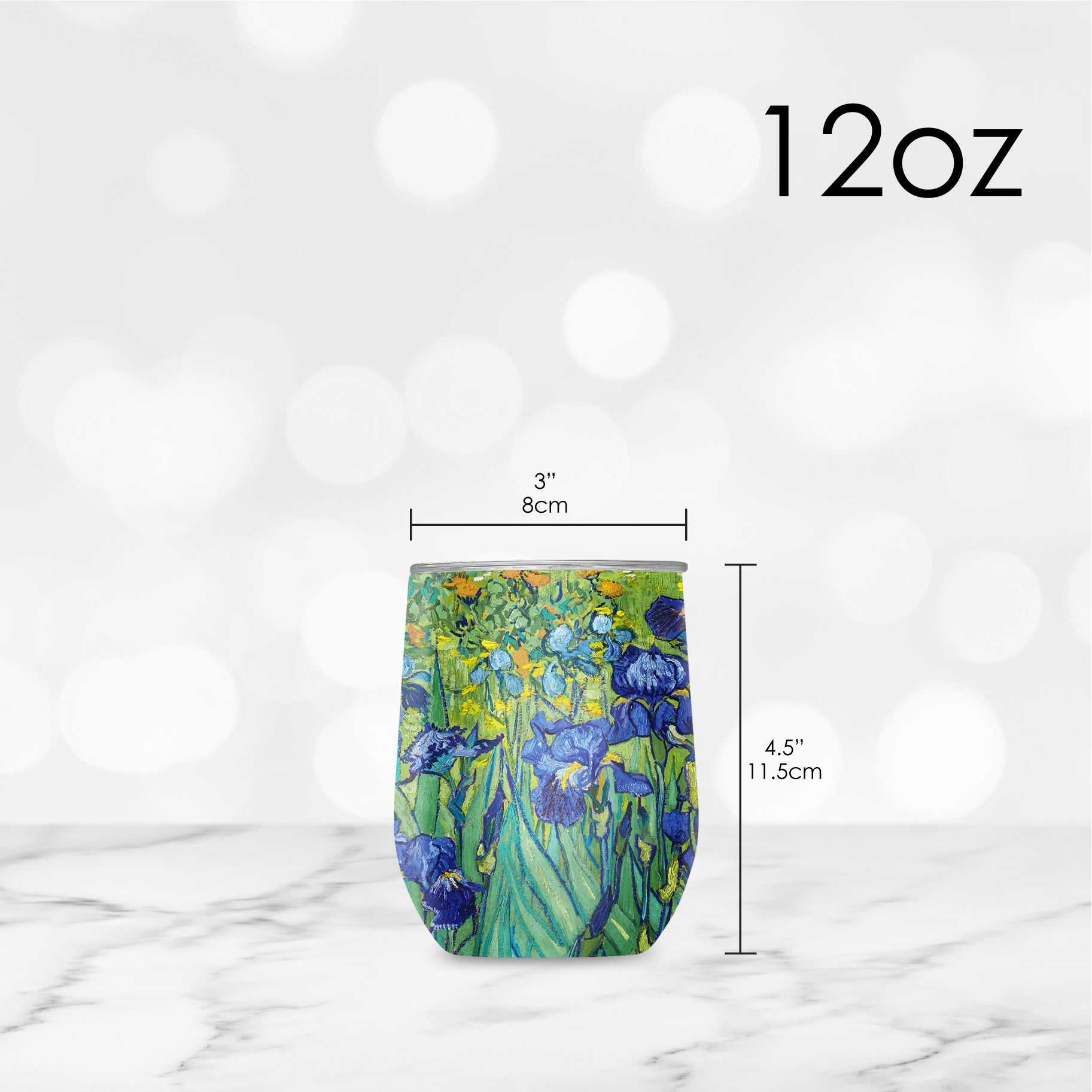 12 oz Stemless Wine Tumbler - van Gogh "Irises"
