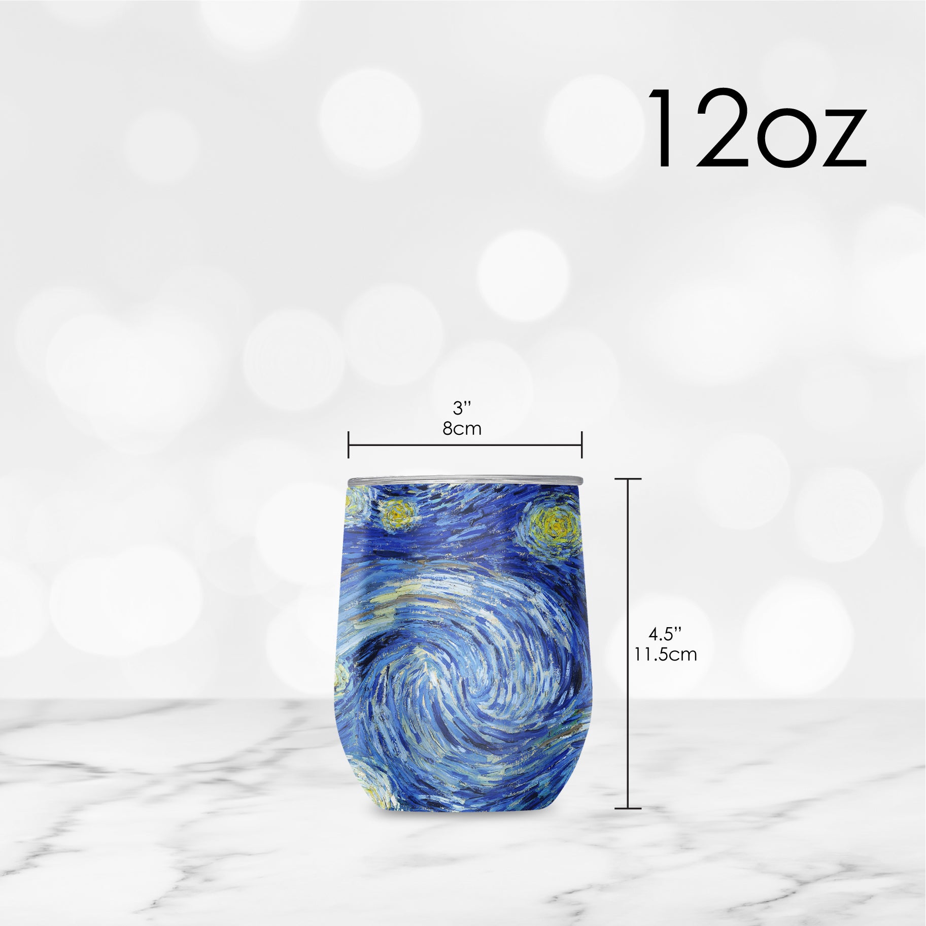12 oz Stemless Wine Tumbler - van Gogh "Starry Night"
