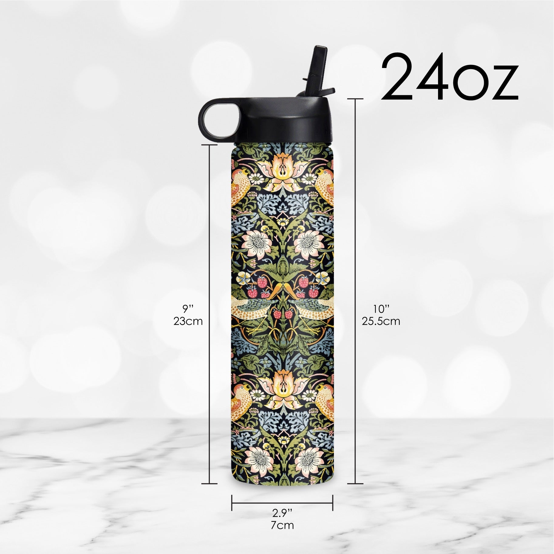 24 oz Water Bottle - William Morris "Strawberry Thief"