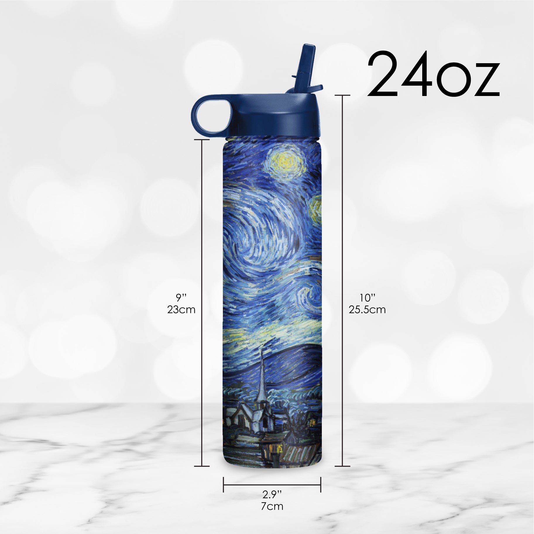 24 oz Water Bottle - van Gogh "Starry Night"