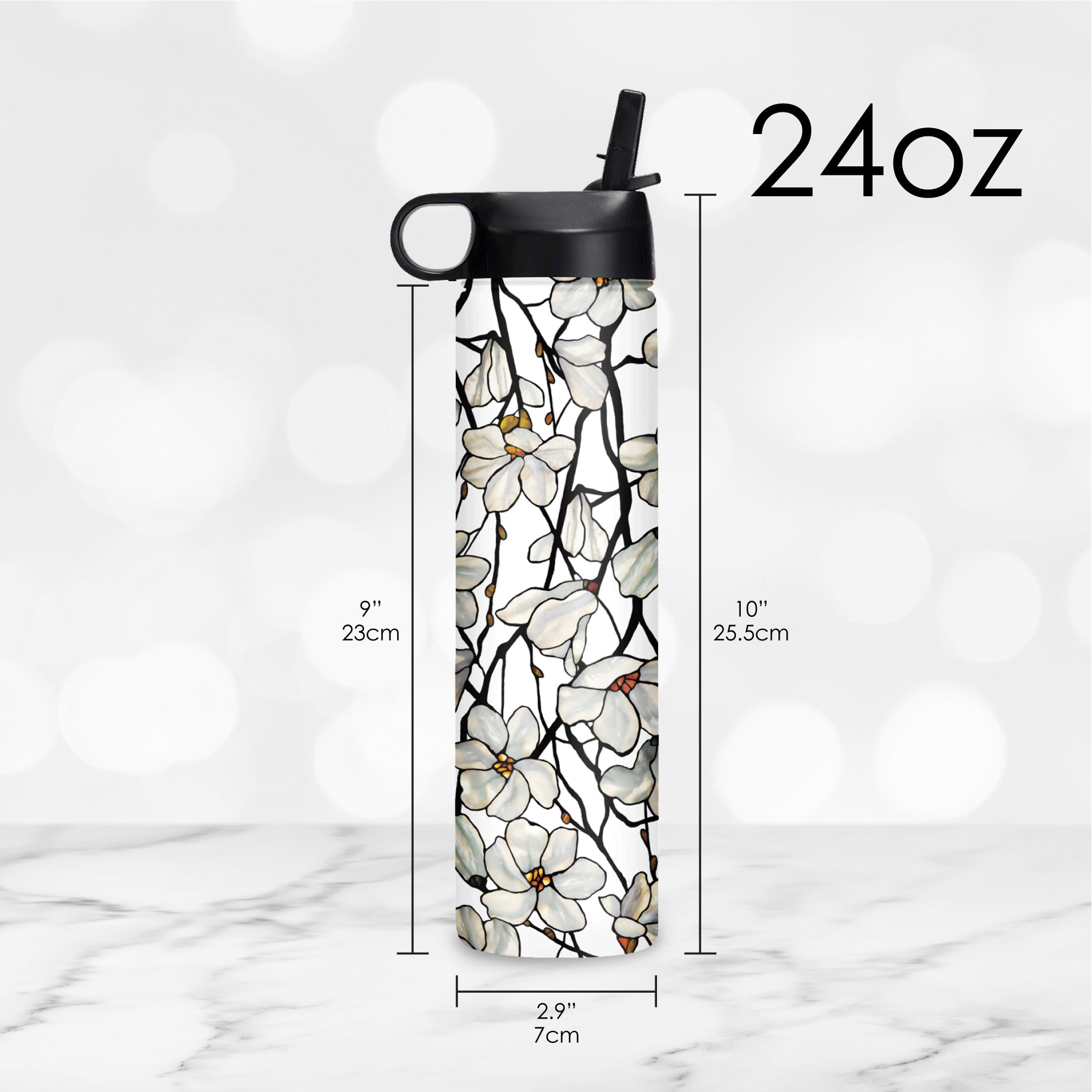 24 oz Water Bottle - Tiffany "Magnolia"