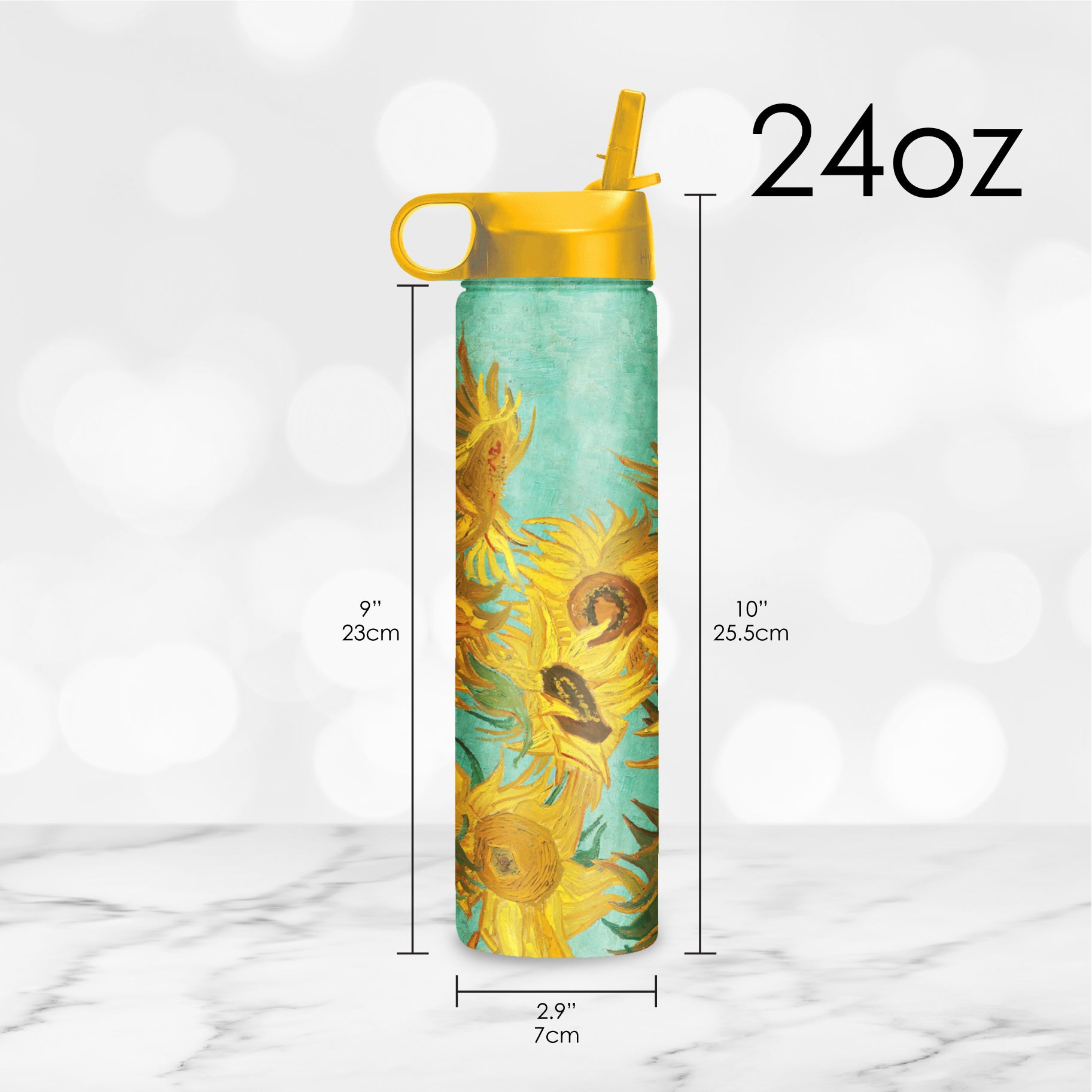24 oz Water Bottle - van Gogh "Sunflowers"