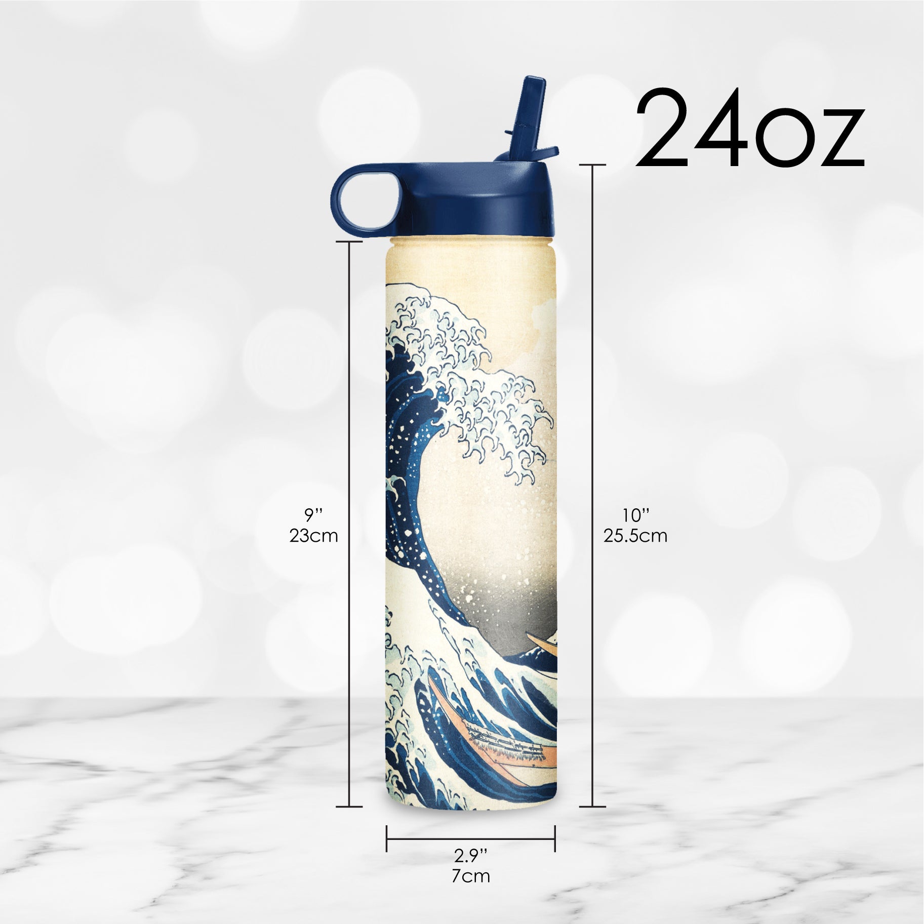 24 oz Water Bottle - Hokusai "The Great Wave"