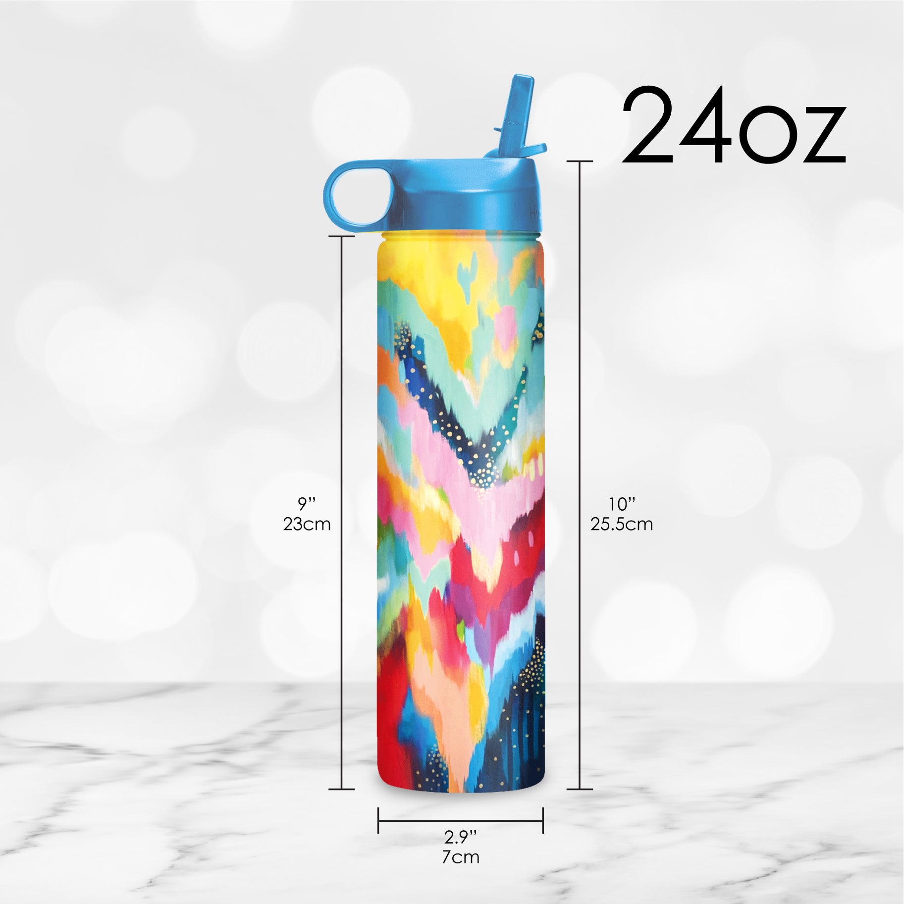 24 oz Water Bottle - EttaVee "Brush Strokes 100"
