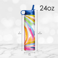 24 oz Water Bottle - EttaVee "Loose Palms"