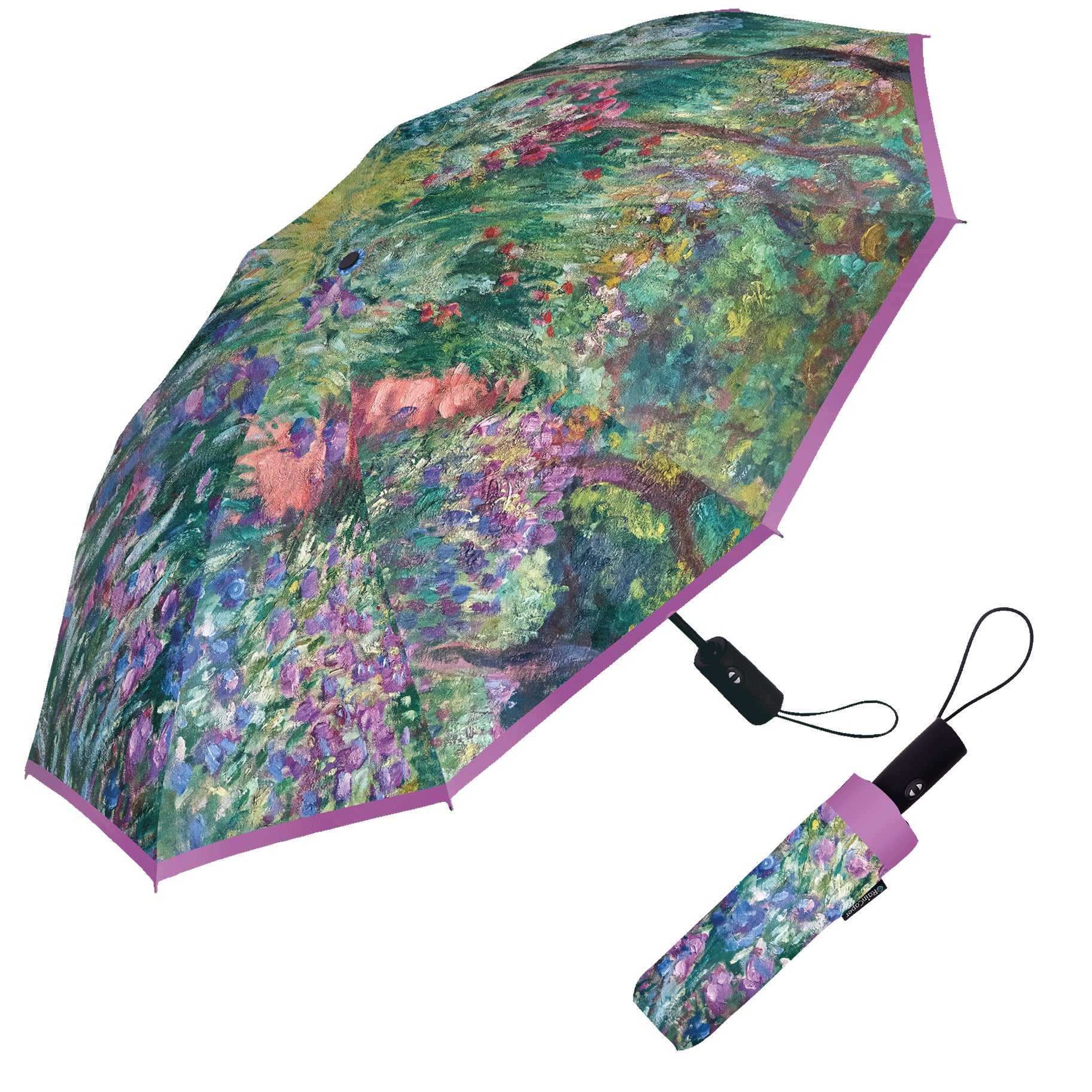 Monet Gardens at Giverny Travel Umbrella – Compact, One-Touch Open & Close