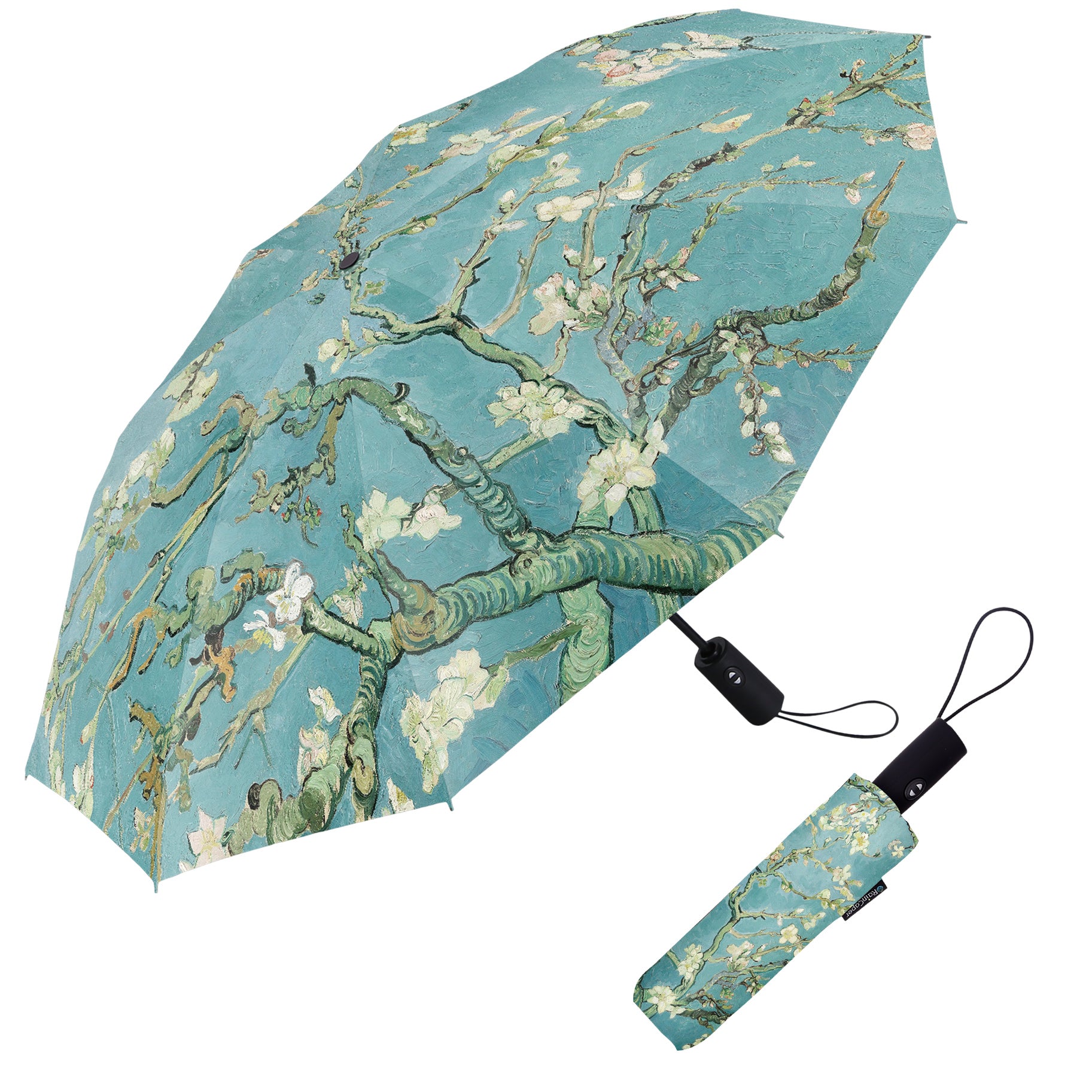 van Gogh Almond Blossom Travel Umbrella – Compact, One-Touch Open & Close