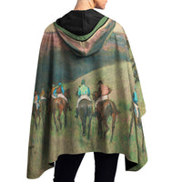 Degas "Racehorses in a Landscape" Reversible Rain Cape – Lightweight Hooded Wrap