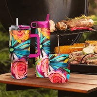 EttaVee "Flowers On Glass" Insulated Drinkware Set of 3, 1 per size