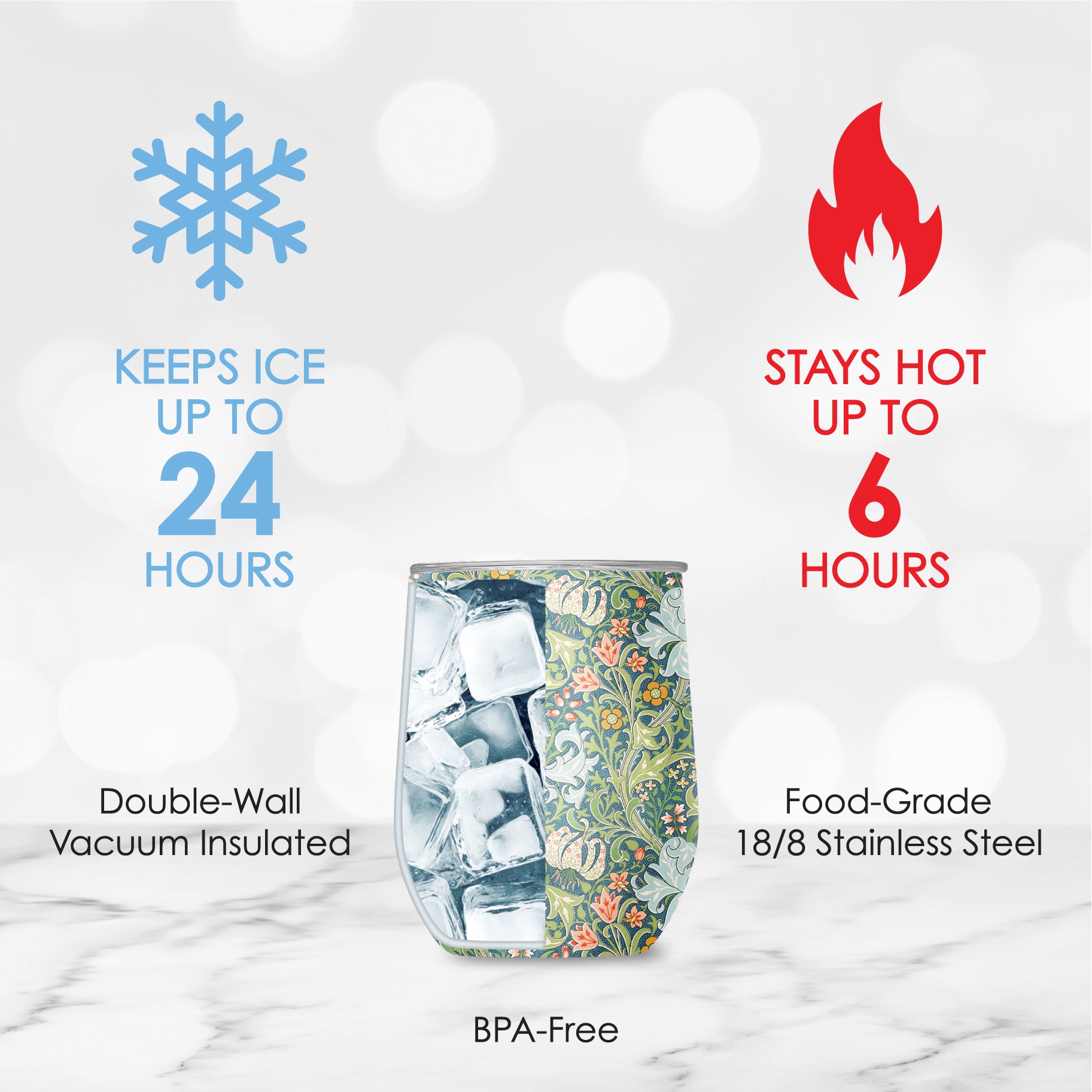 12 oz Stemless Wine Tumbler - William Morris "Golden Lily"