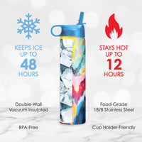 24 oz Water Bottle - EttaVee "Brush Strokes 100"