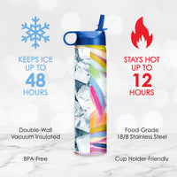 24 oz Water Bottle - EttaVee "Loose Palms"