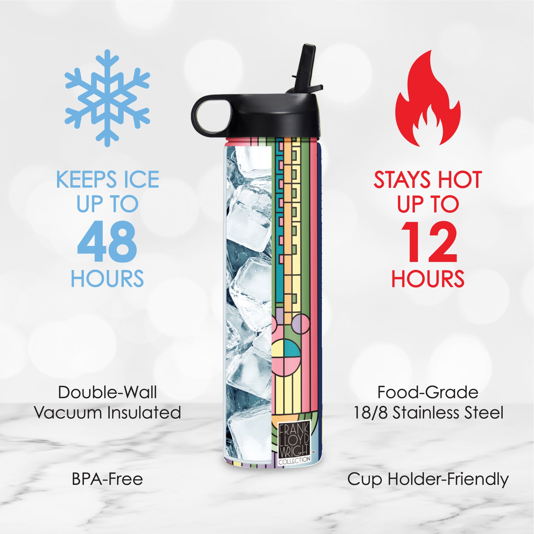 24 oz Water Bottle - Frank Lloyd Wright "Saguaro Forms"