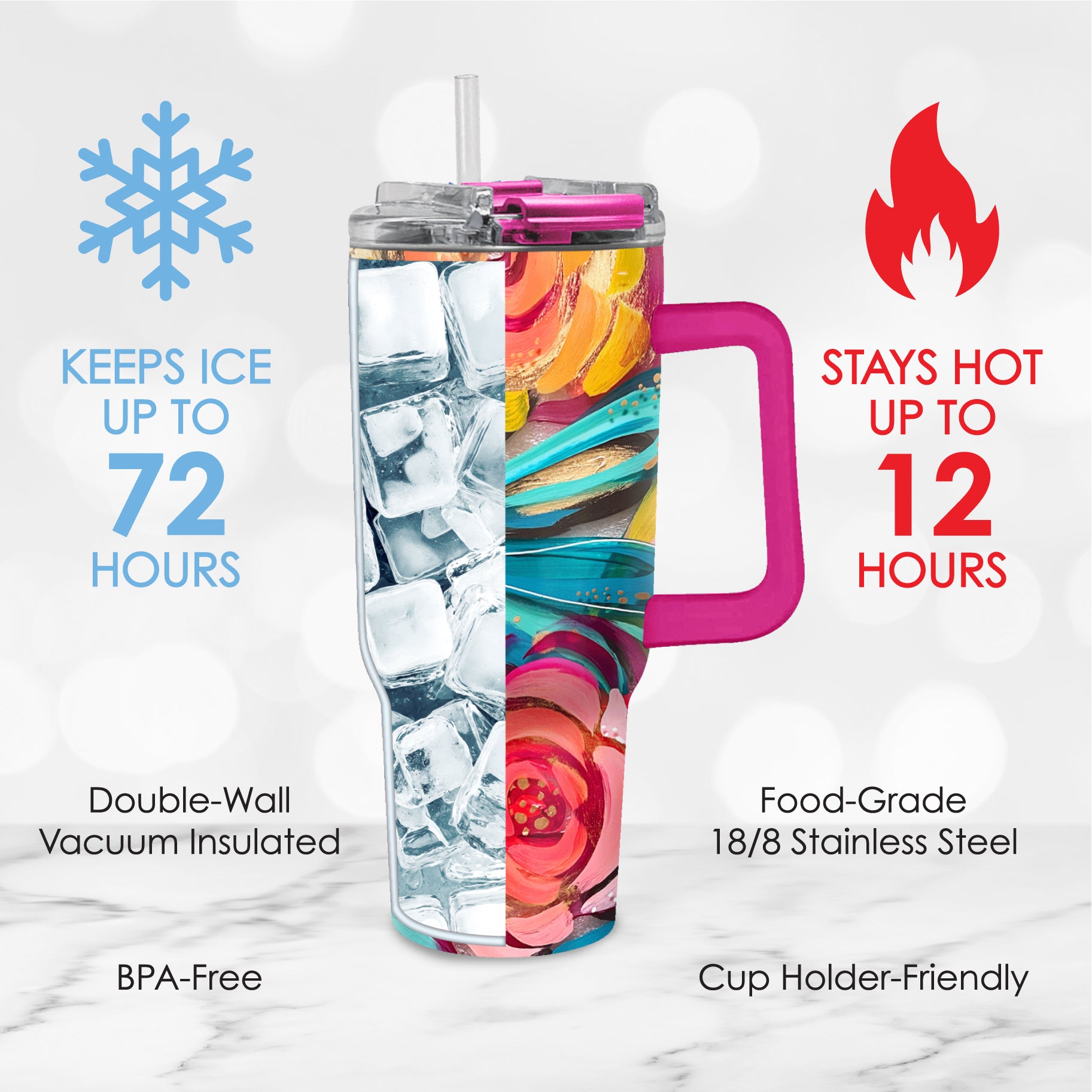 30 oz Tumbler - EttaVee "Flowers On Glass"