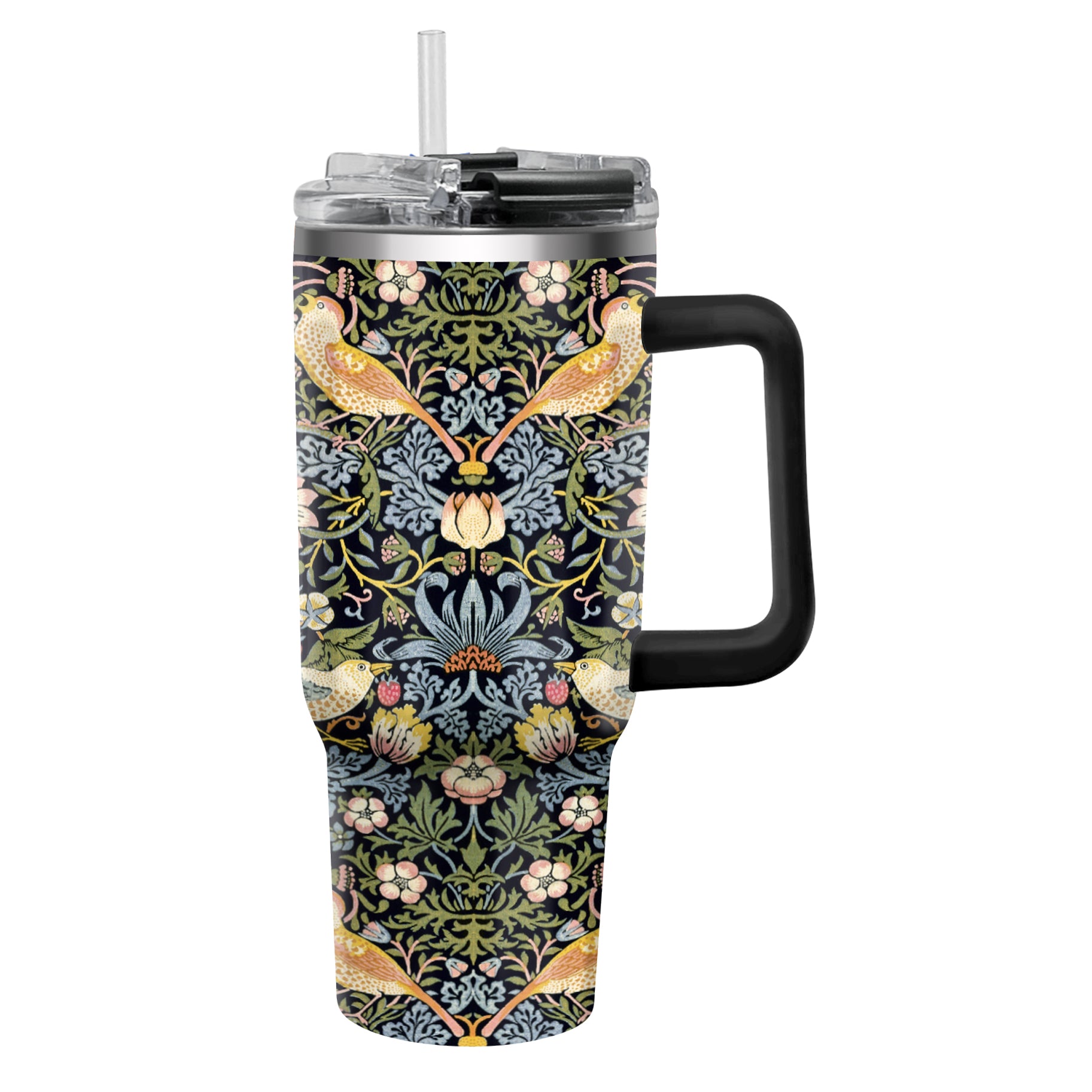 30 oz Tumbler - William Morris "Strawberry Thief" - Silver Rim