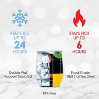 12 oz Stemless Wine Tumbler - Frank Lloyd Wright "Coonley Playhouse" - Silver Rim