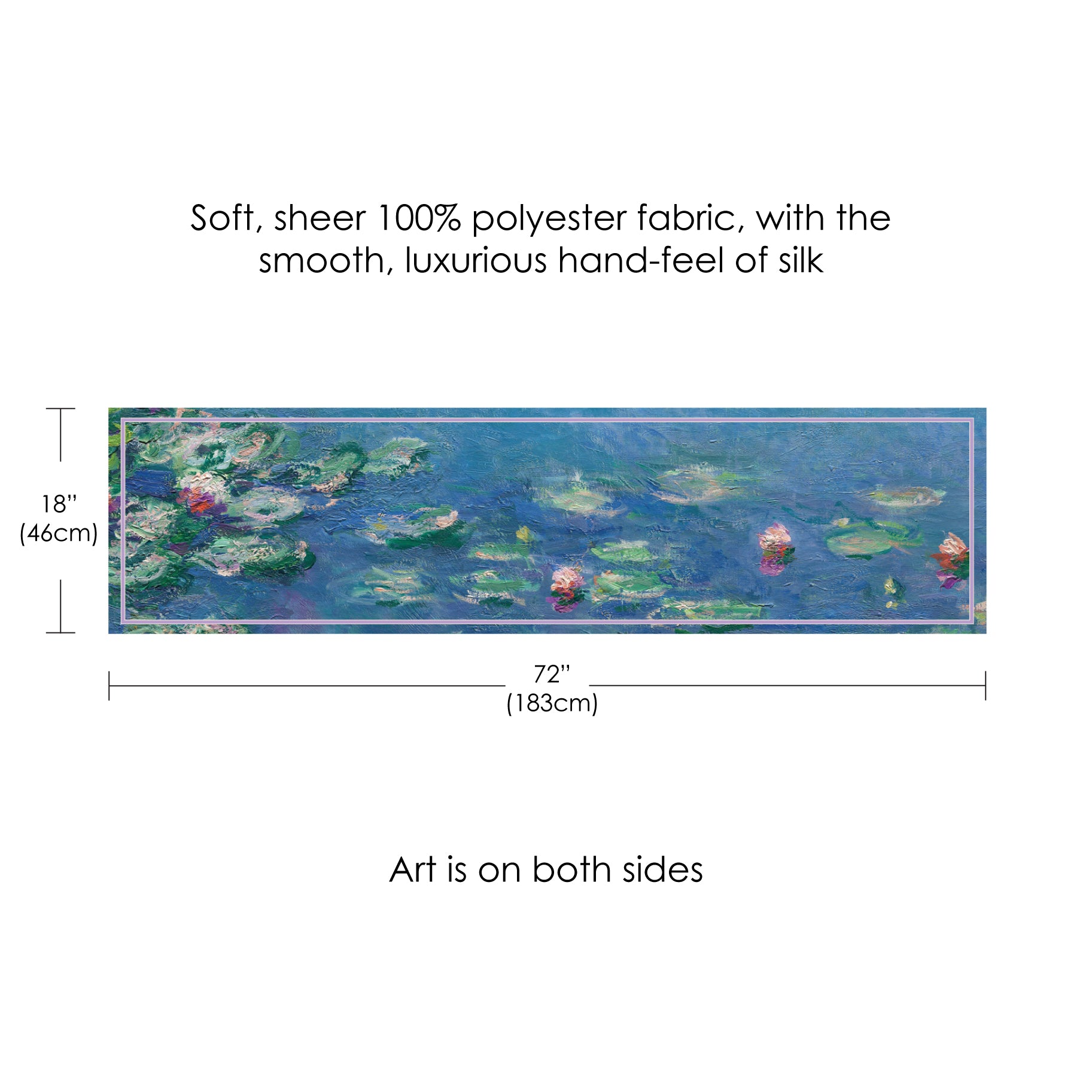Monet Water Lilies Long Sheer Scarf – Lightweight, Elegant, Silky-Soft
