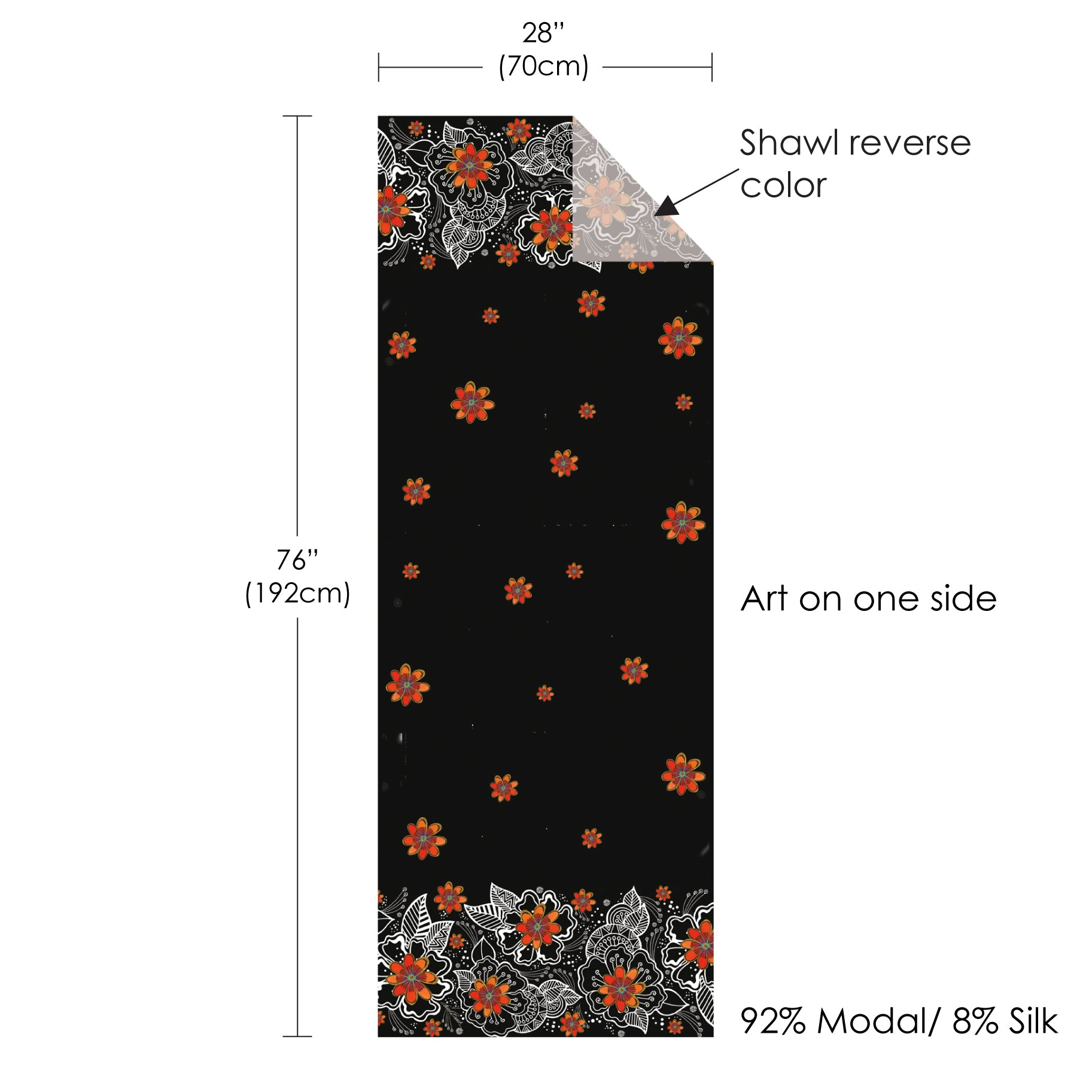 Laurel Burch Orange Blossoms Silk Blend Shawl – Lightweight Dressy Wrap for Women