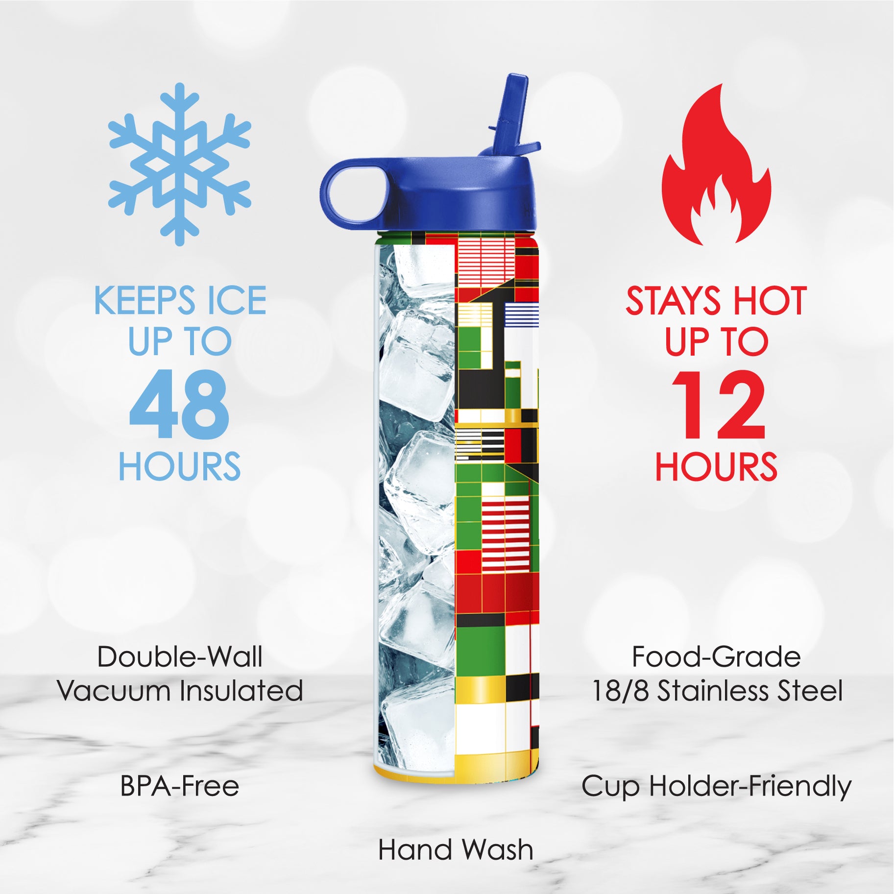 24 oz Water Bottle - Frank Lloyd Wright "Hillside Curtain"