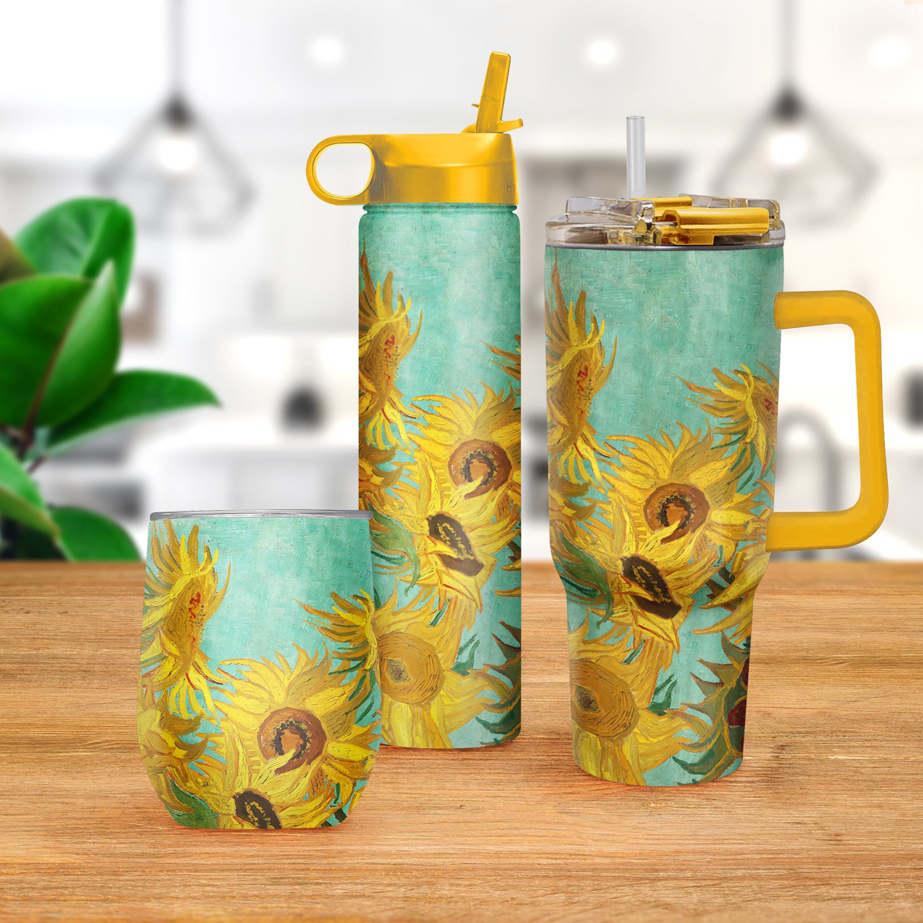 van Gogh "Sunflowers" Insulated Drinkware Set of 3, 1 per size